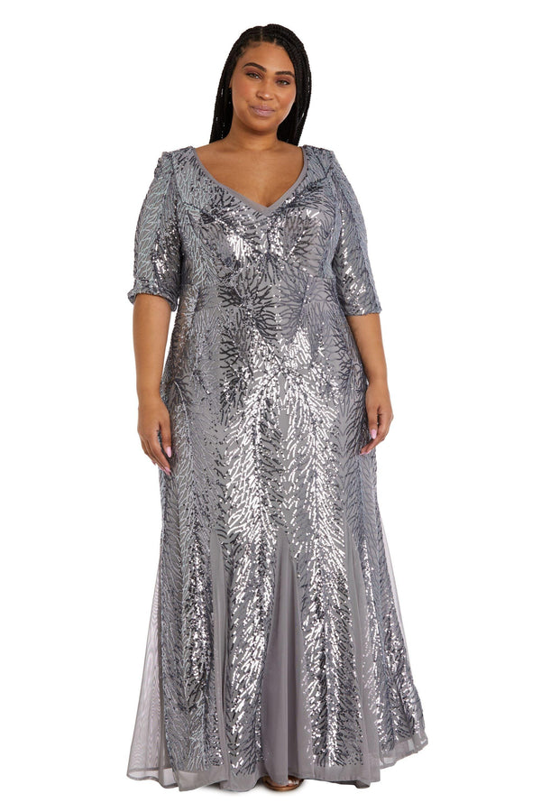 Plus Size Long Beaded Dress Long Length R&M Richards 7565W