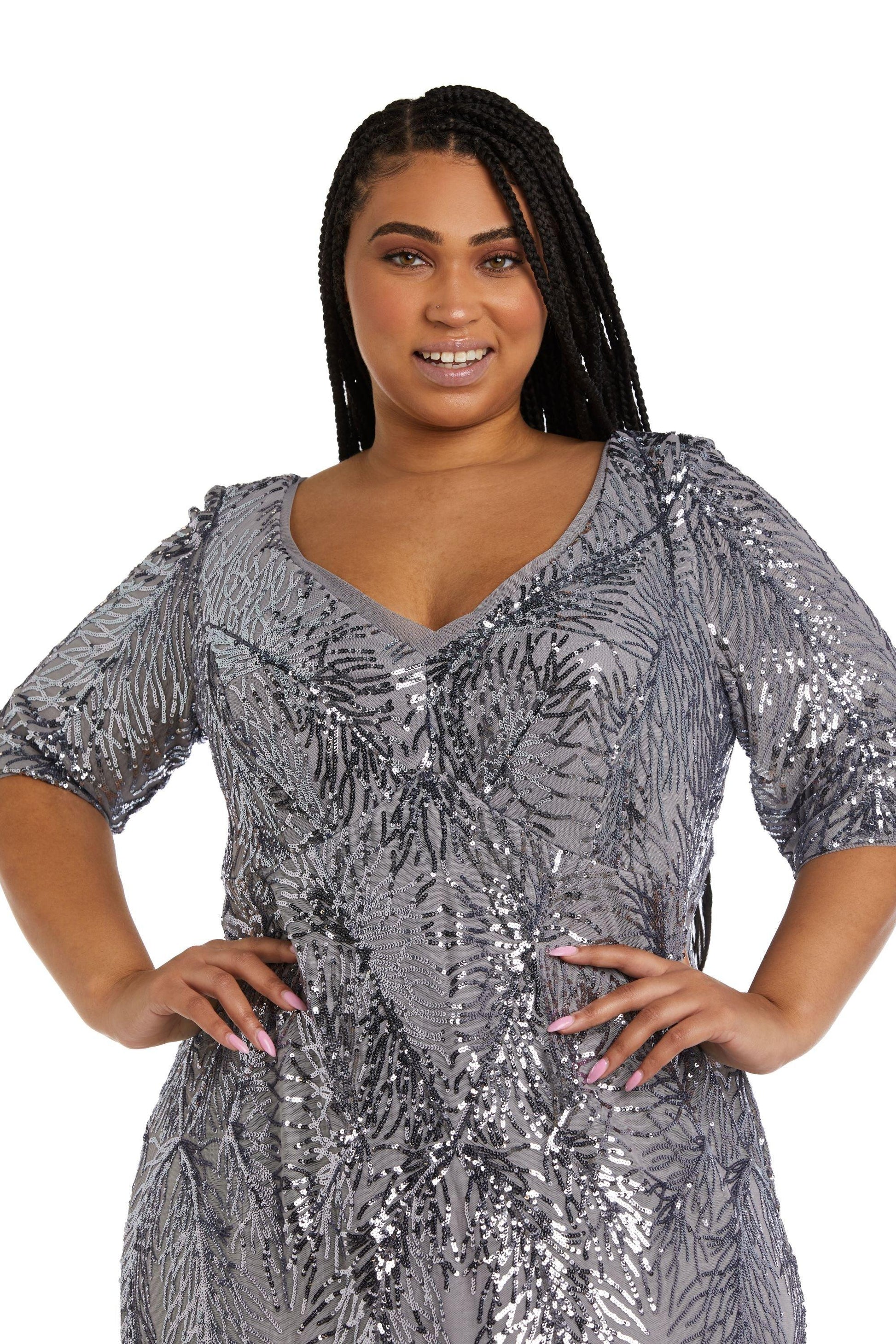 R&M Richards 7565W Plus Size Long Beaded Dress