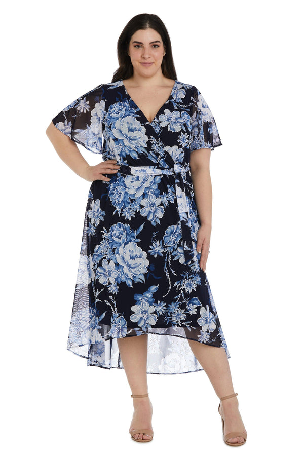 Plus Size Print High Low Dress High Low Hem R&M Richards 9410W