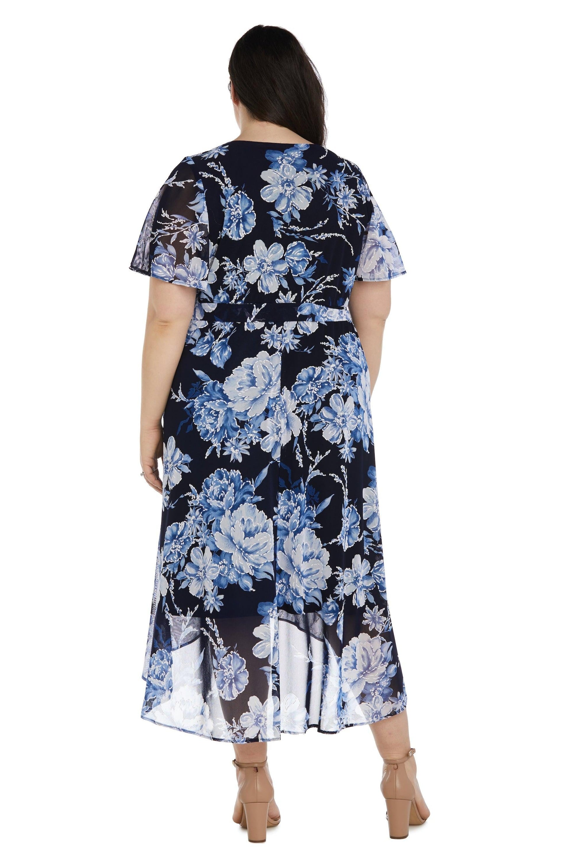 R&M Richards 9410W Plus Size Print High Low Dress