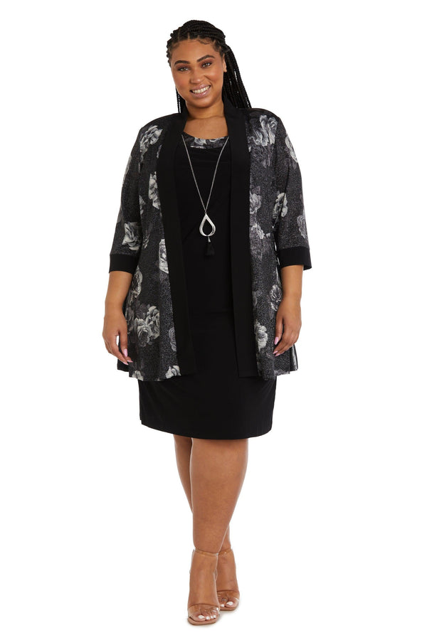 Plus Size Printed Jacket Dress Two Piece R&M Richards 9203W