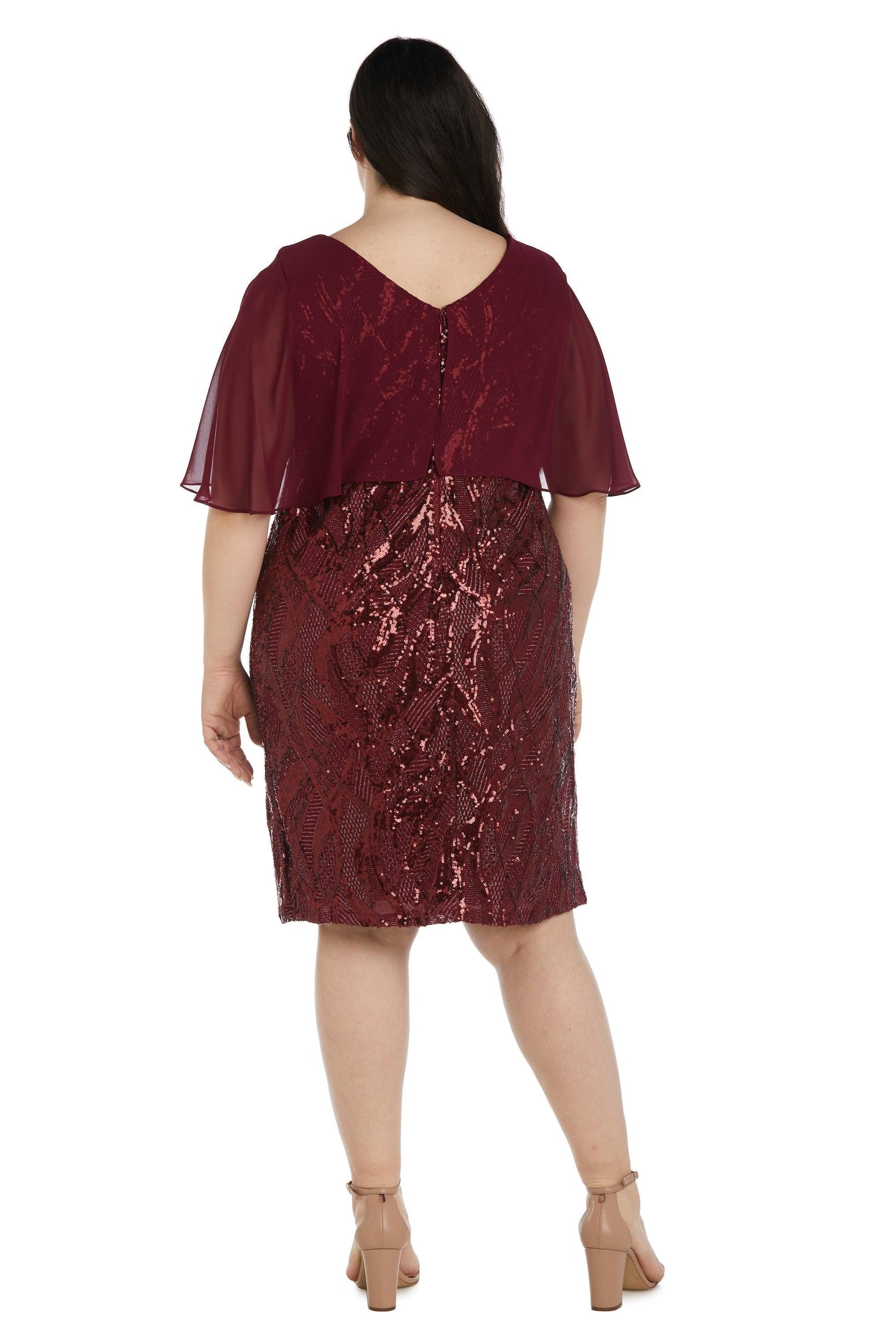 R&M Richards 7531W Plus Size Short Capelet Dress