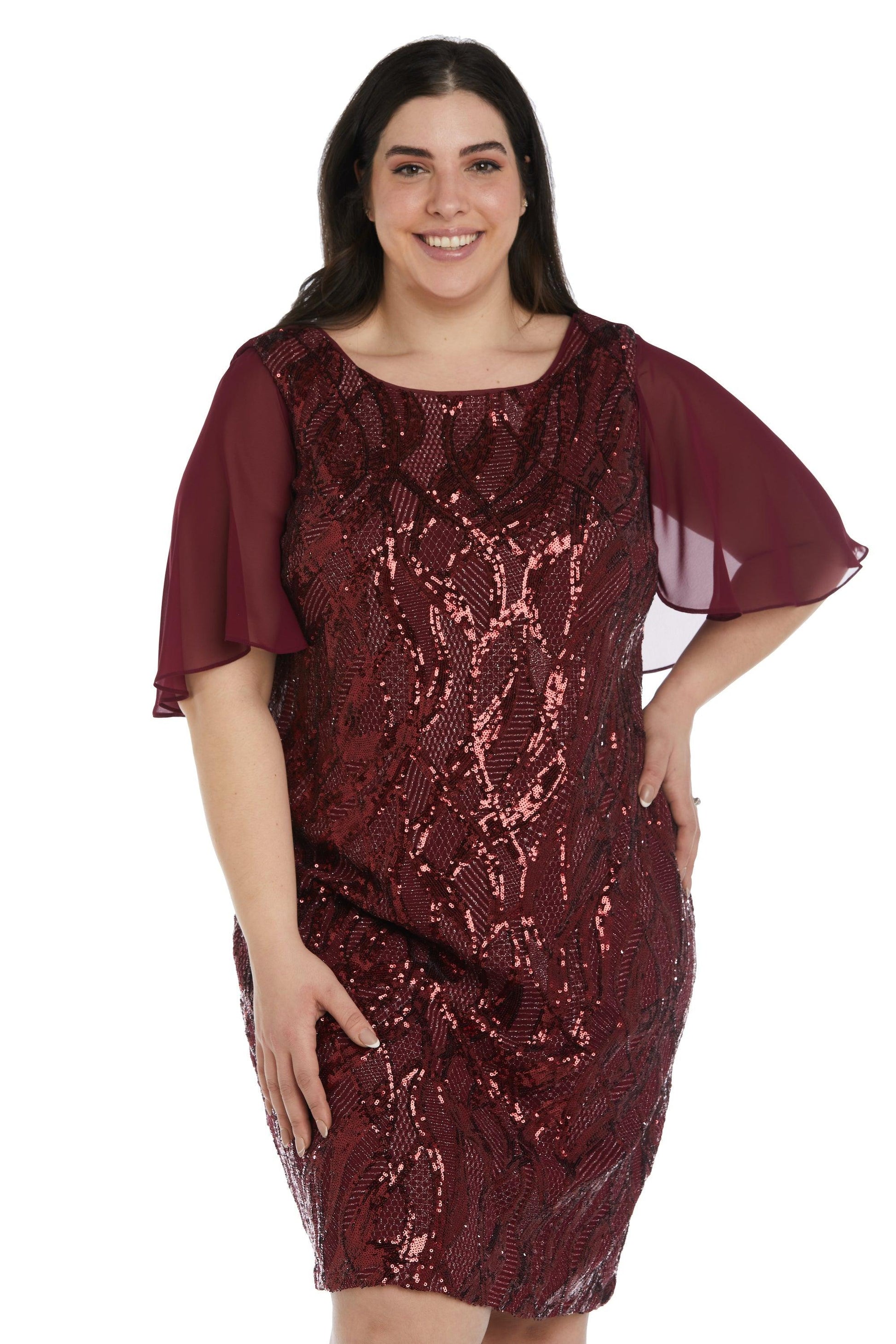 R&M Richards 7531W Plus Size Short Capelet Dress