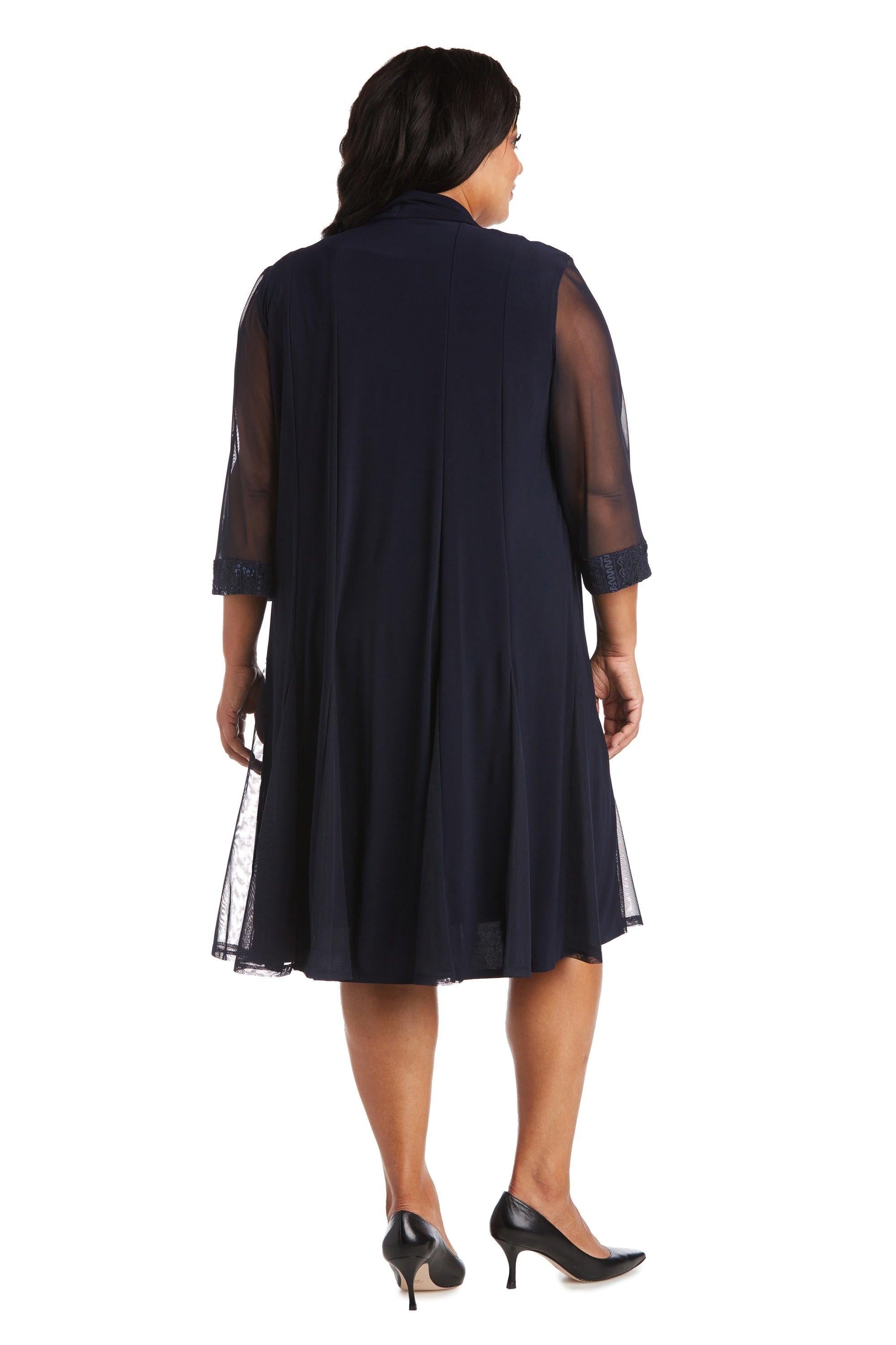 R&M Richards Plus Size Short Jacket Dress Navy