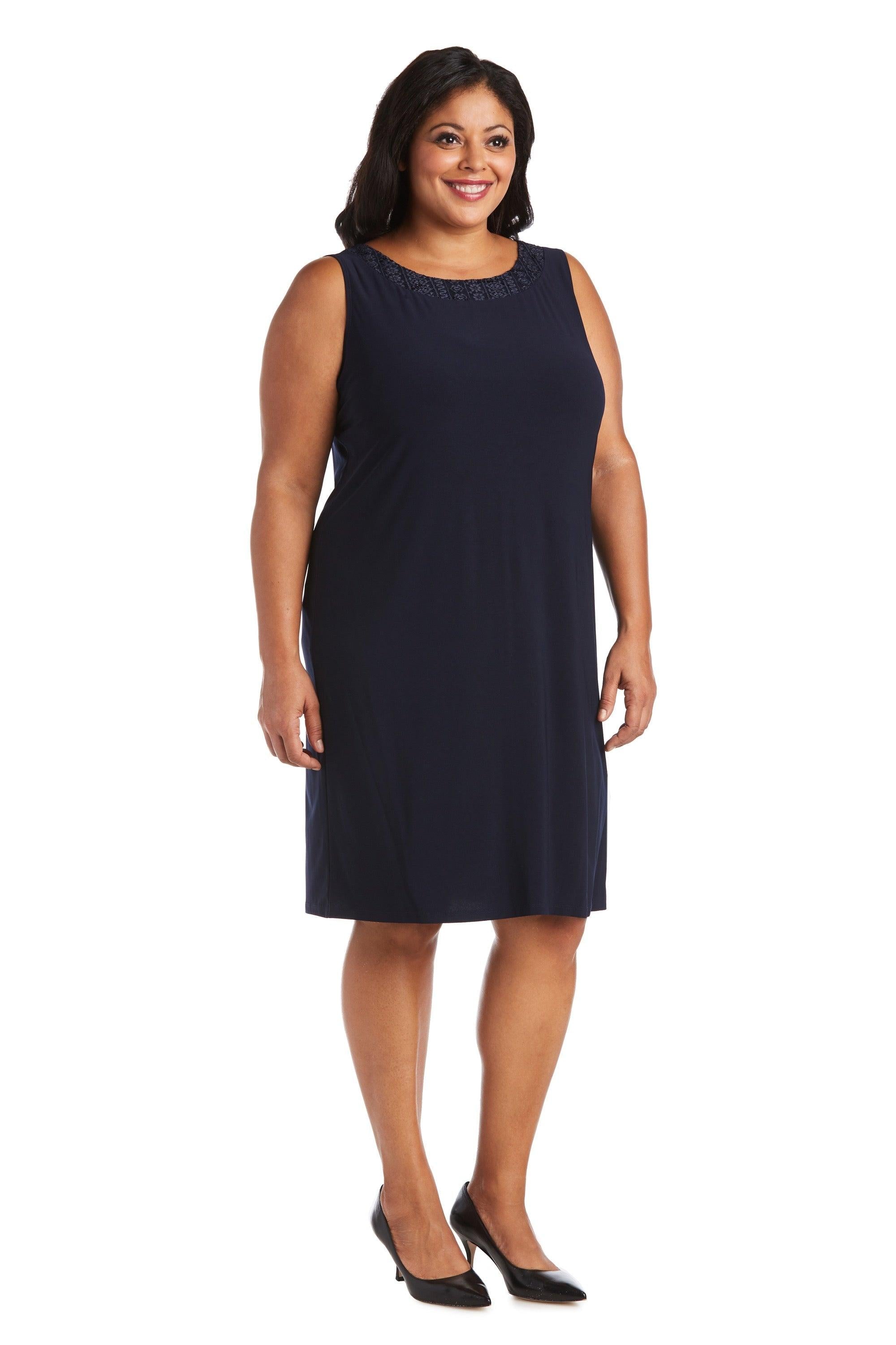 R&M Richards Plus Size Short Jacket Dress Navy