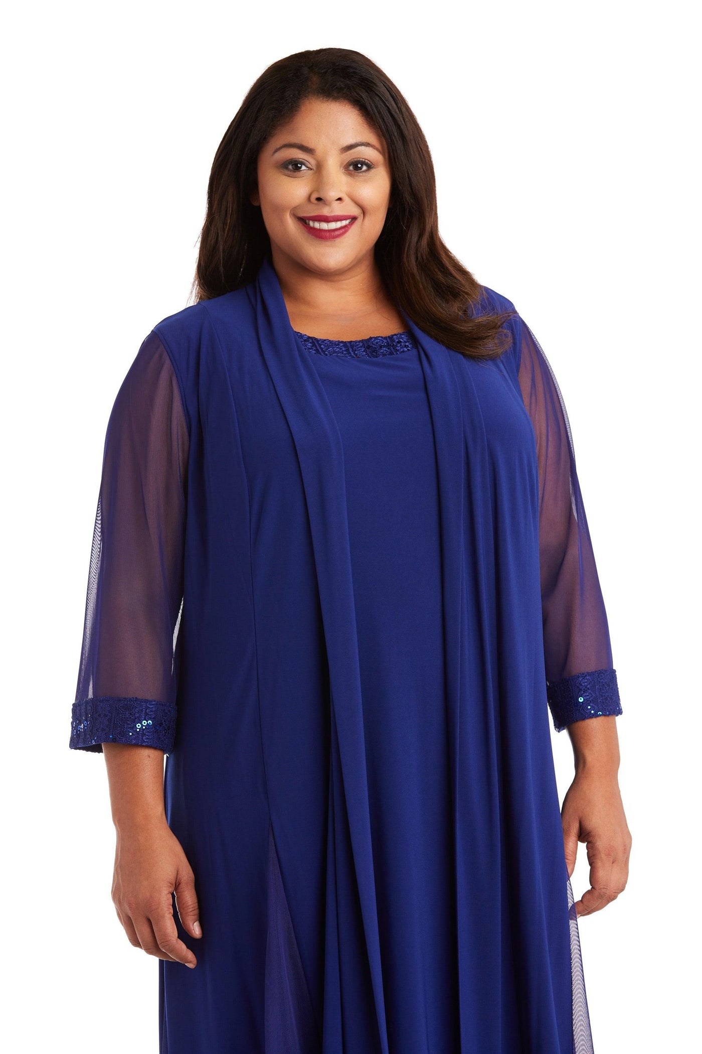 R&M Richards Plus Size Short Jacket Dress Royal