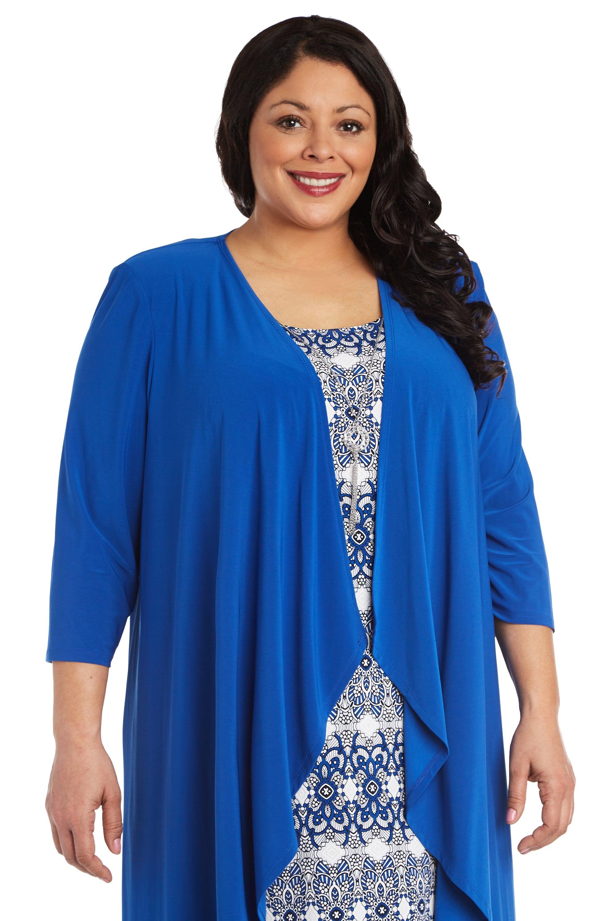 Royal Blue R&M Richards 7687W Plus Size Short Jacket Dress