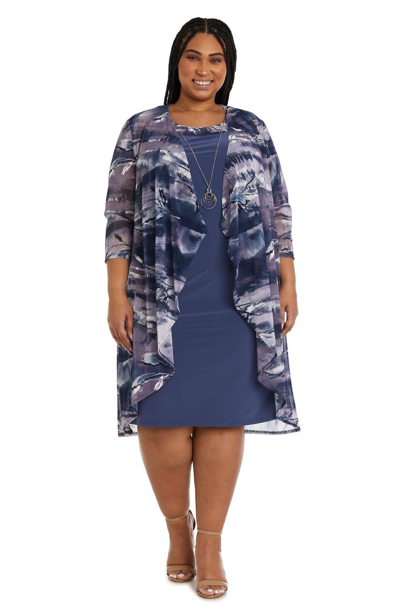 R&M Richards Plus Size Short Mesh Jacket Dress 9197W - The Dress Outlet