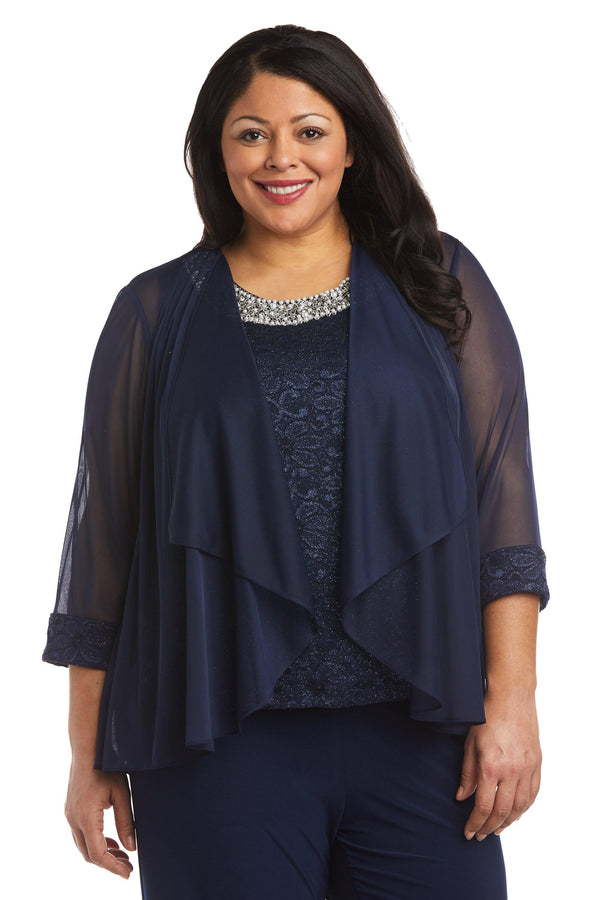 Plus Size Beaded Top Two Piece R&M Richards 5988W