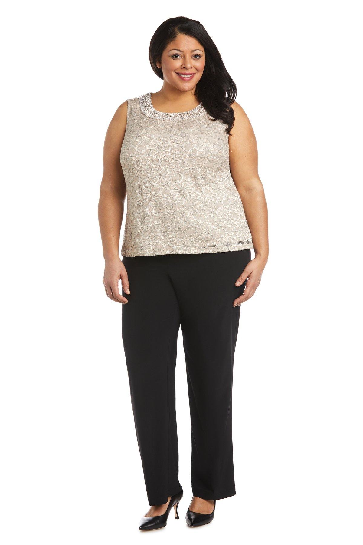 R&M Richards Plus Size Two Piece Beaded Top 5988W - The Dress Outlet