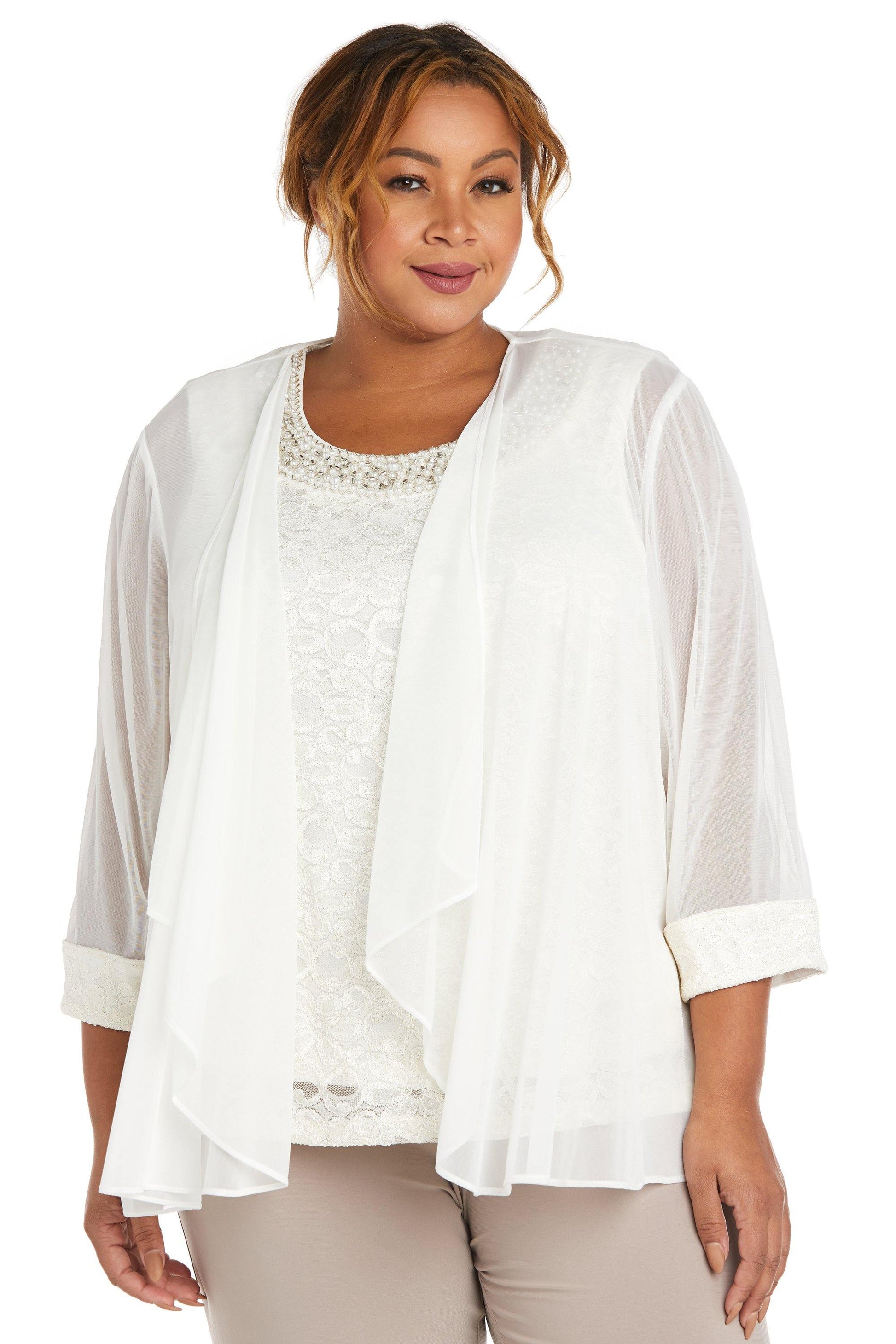 R&M Richards 5988W Plus Size Two Piece Beaded Top