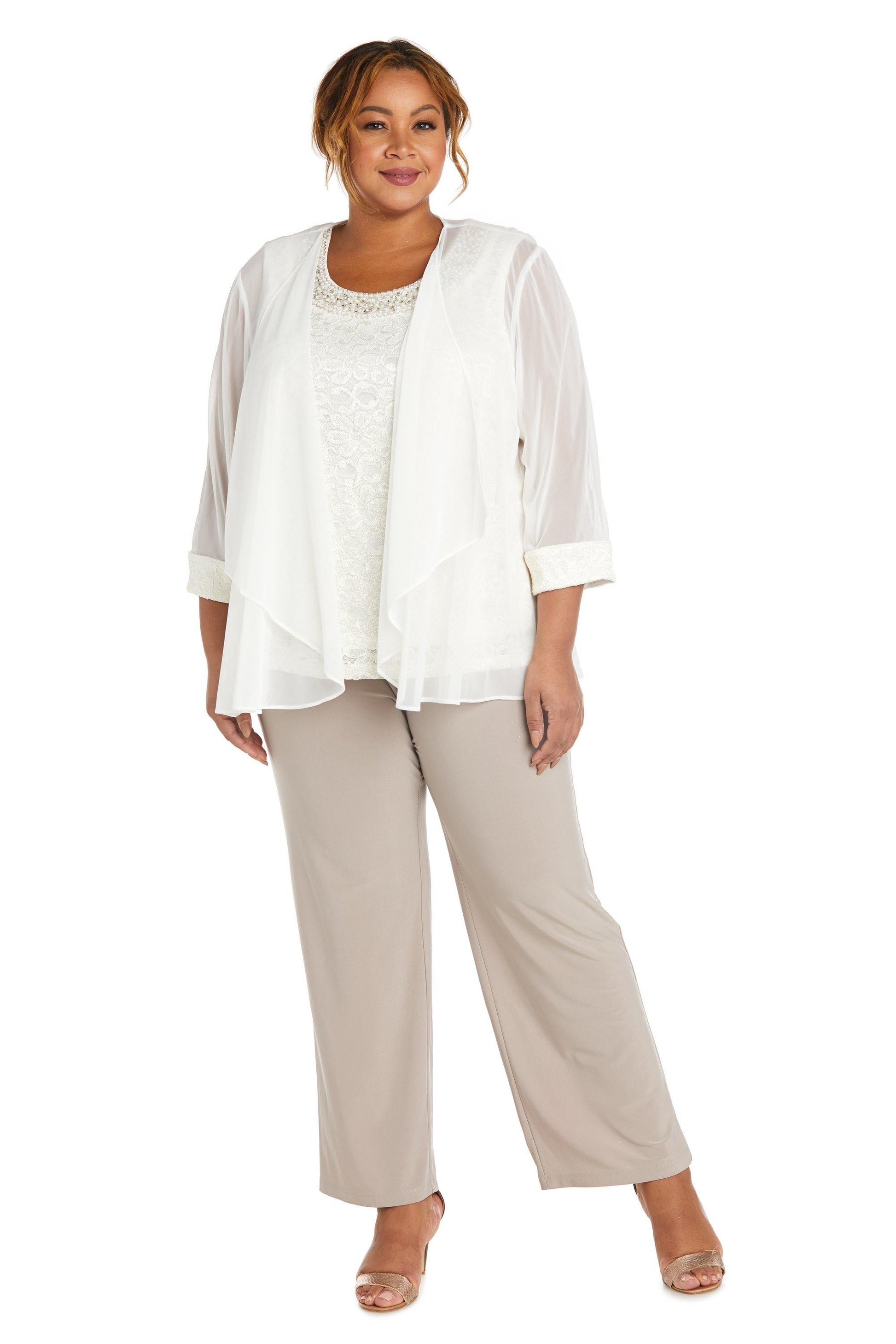 R&M Richards 5988W Plus Size Two Piece Beaded Top