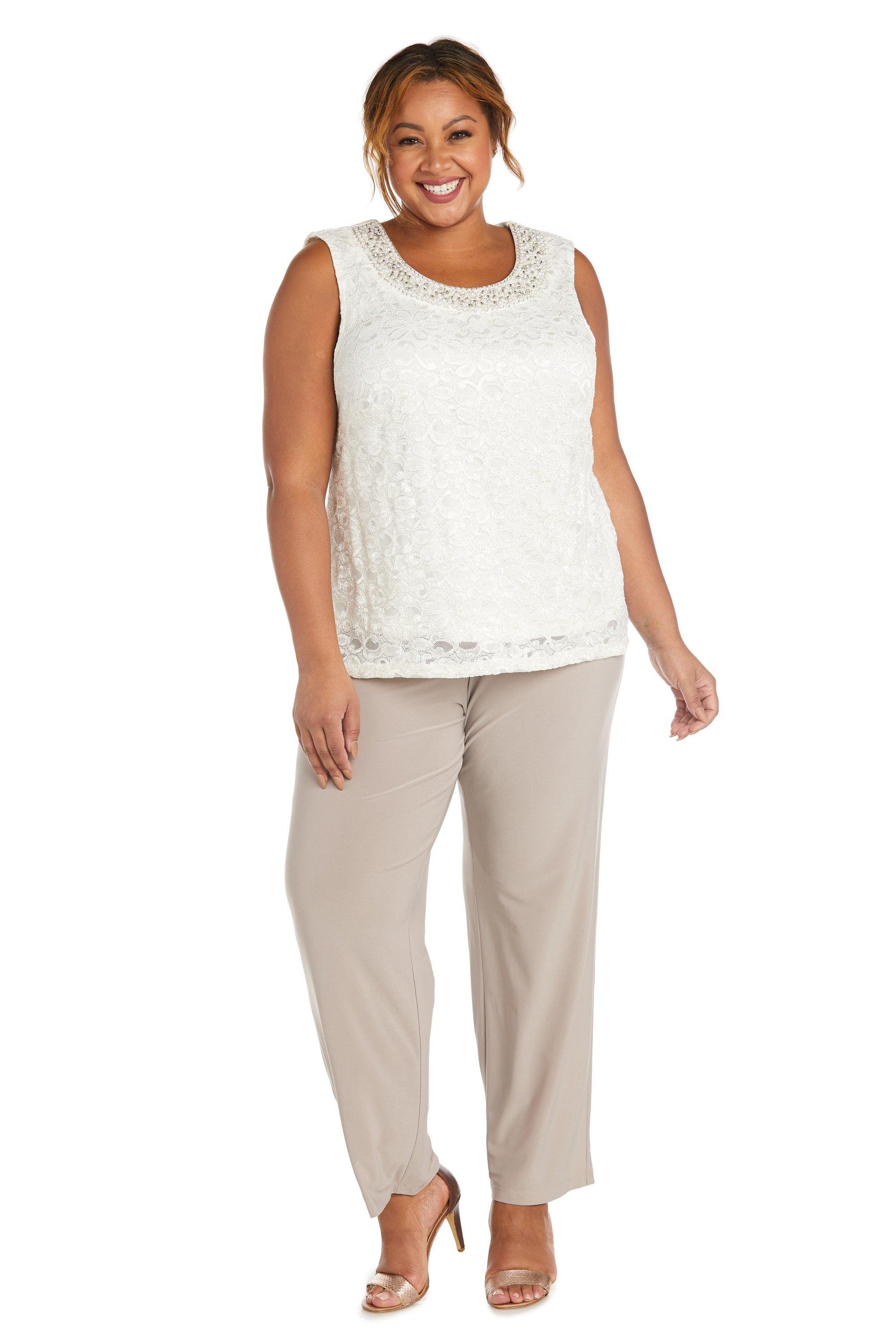 R&M Richards 5988W Plus Size Two Piece Beaded Top