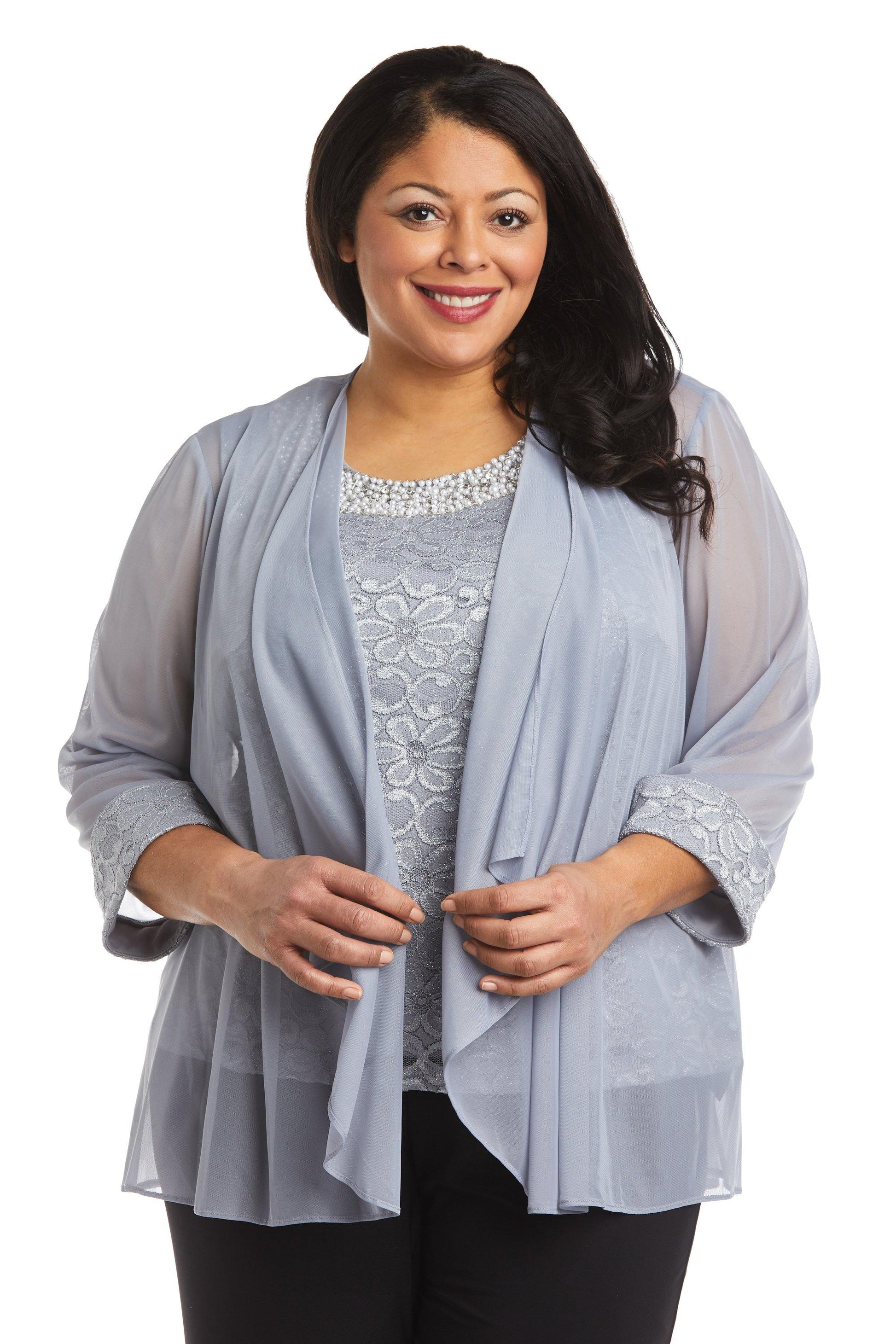 R&M Richards 5988W Plus Size Two Piece Beaded Top