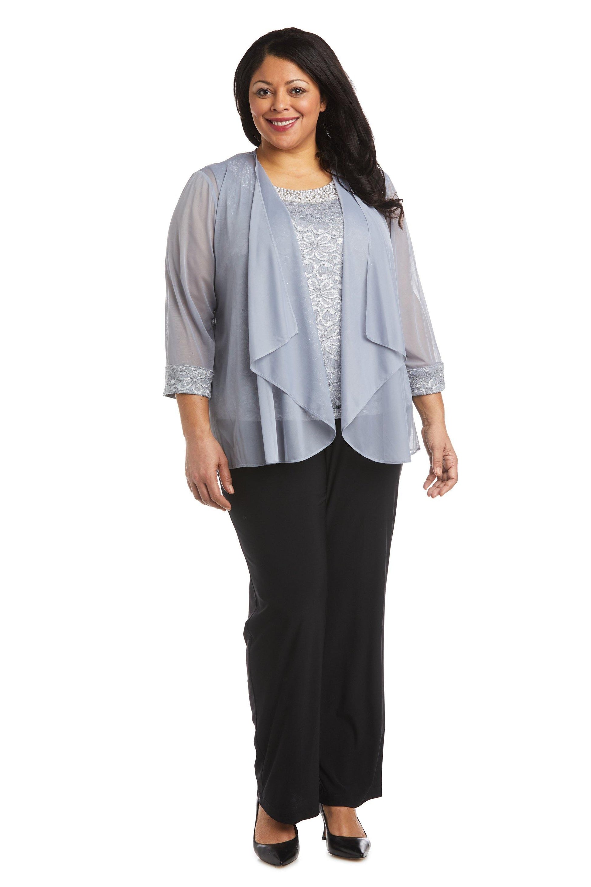 R&M Richards 5988W Plus Size Two Piece Beaded Top