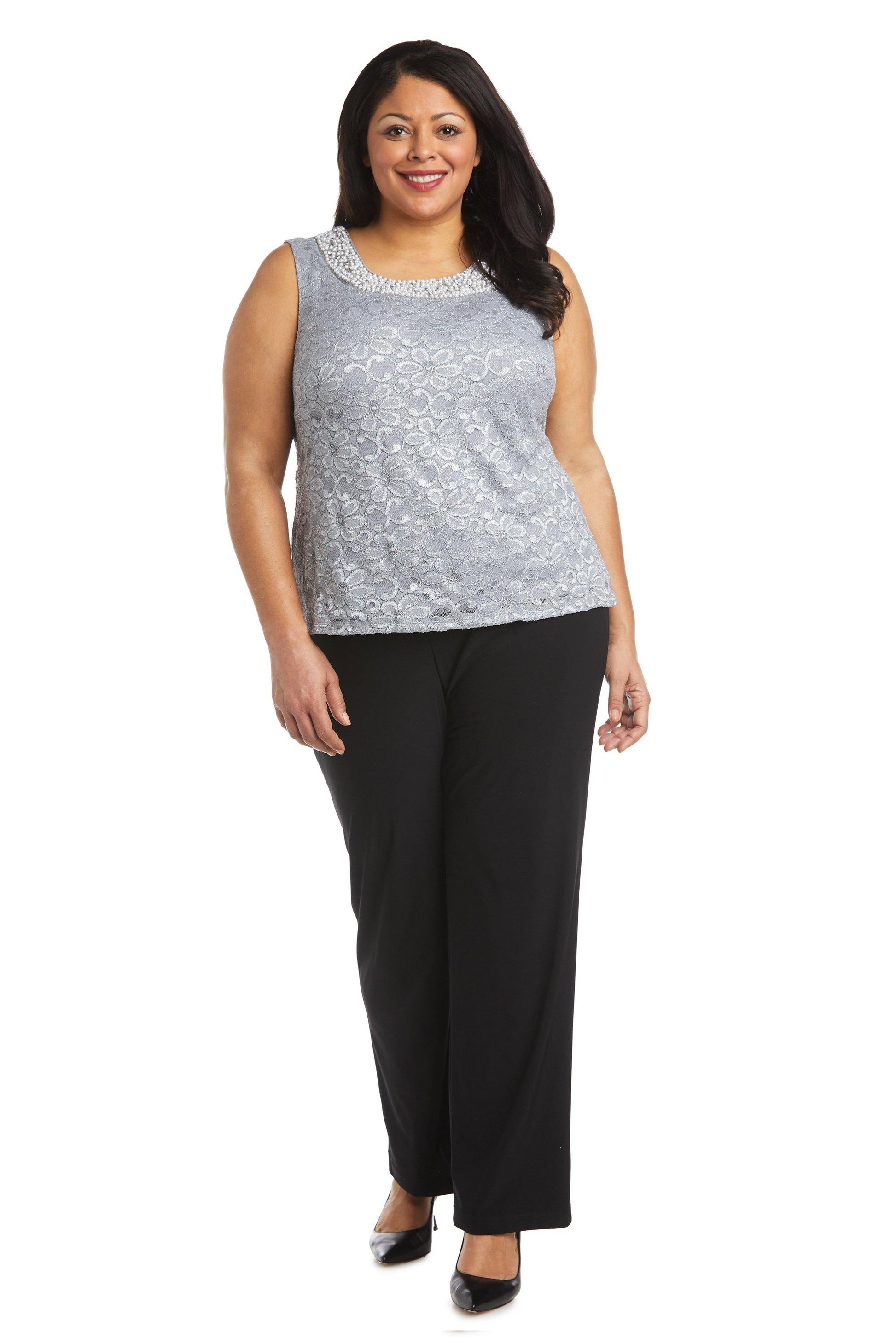 R&M Richards 5988W Plus Size Two Piece Beaded Top