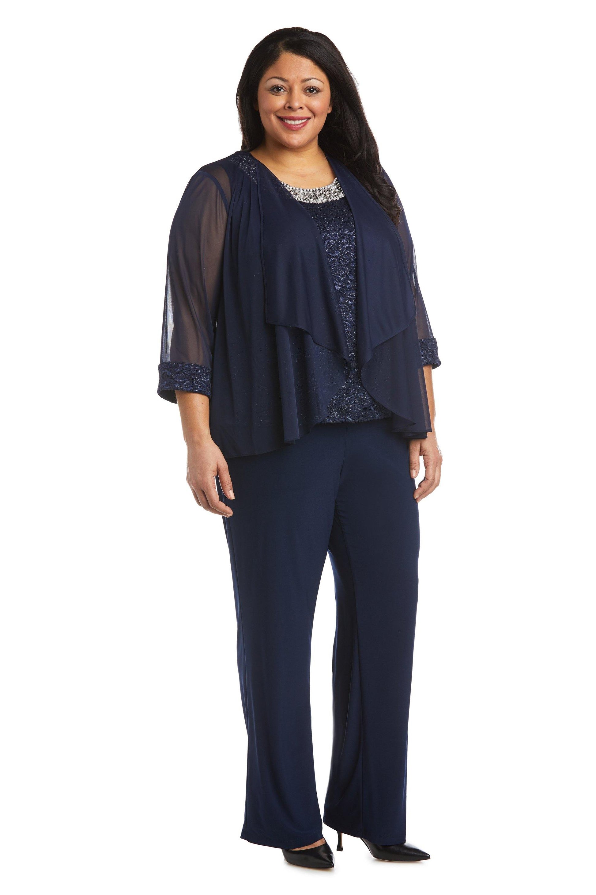 R&M Richards 5988W Plus Size Two Piece Beaded Top
