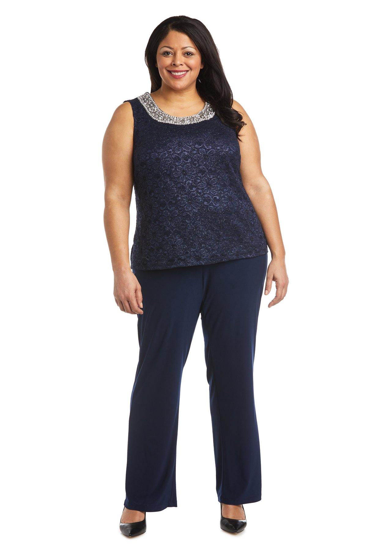 R&M Richards 5988W Plus Size Two Piece Beaded Top