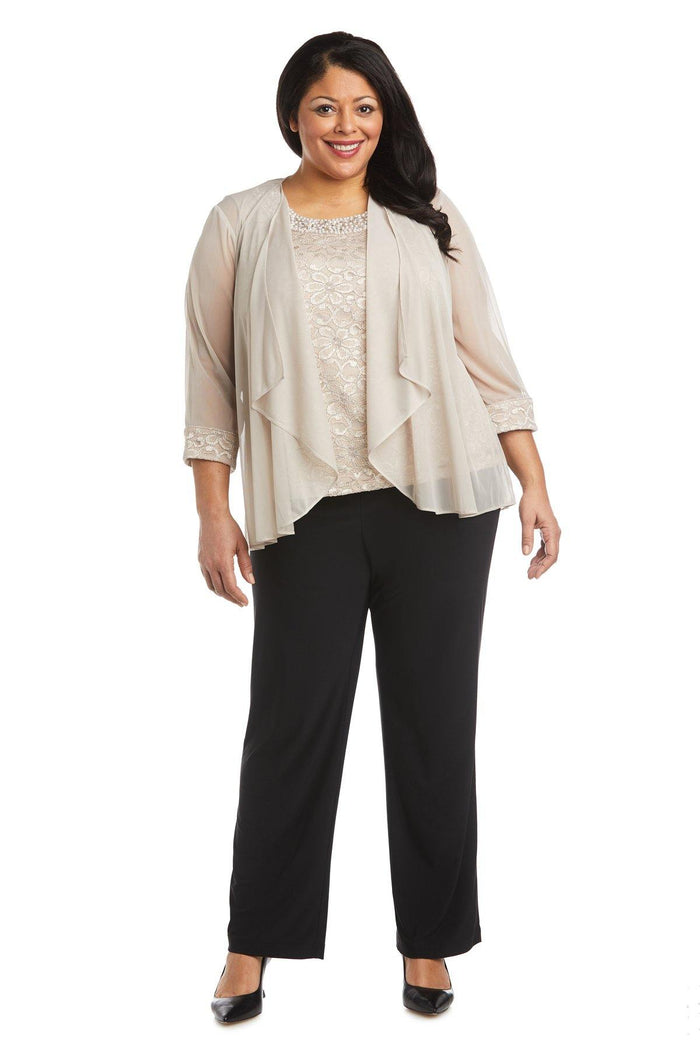 R&M Richards Plus Size Two Piece Beaded Top 5988W - The Dress Outlet