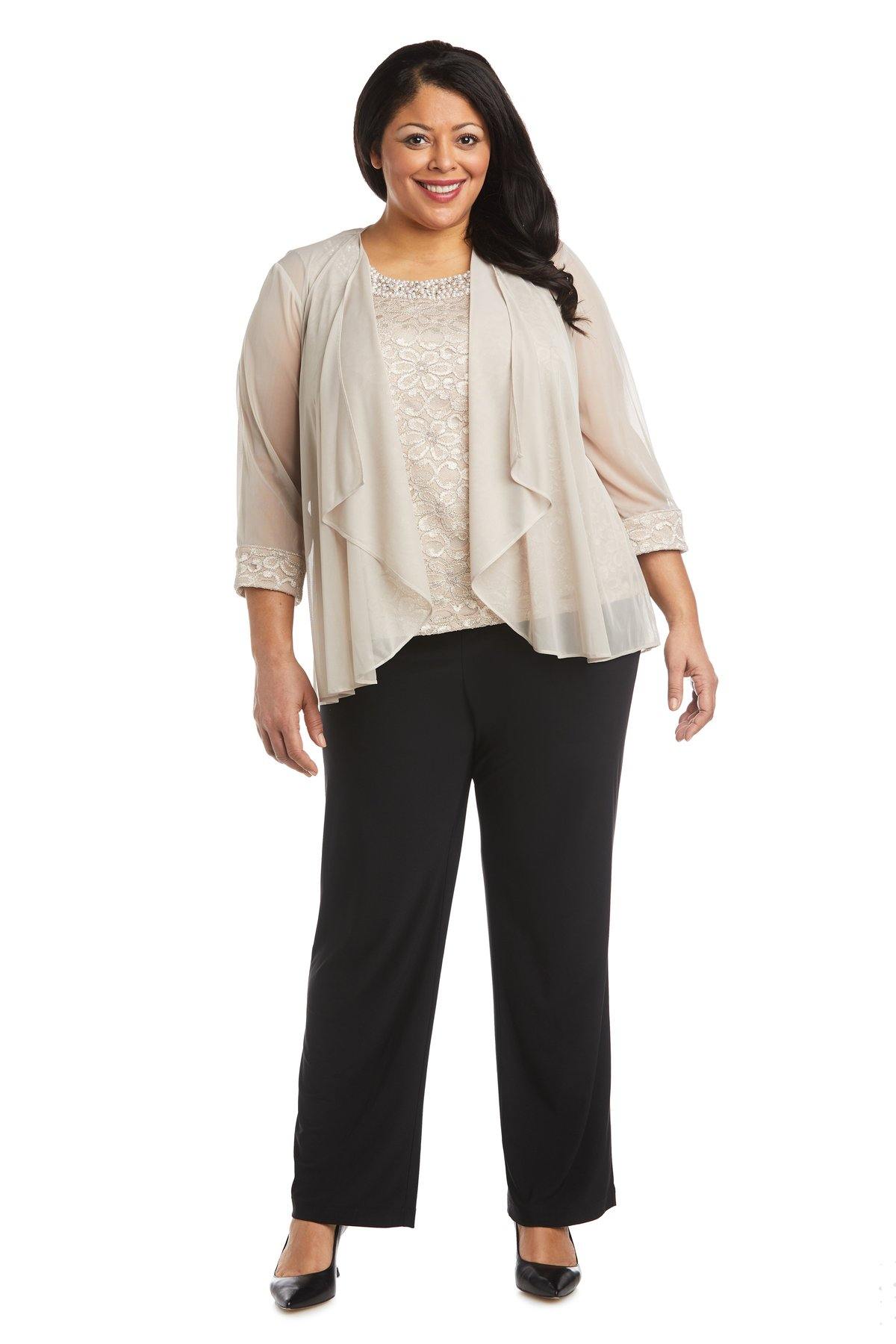 R&M Richards Plus Size Two Piece Beaded Top 5988W - The Dress Outlet