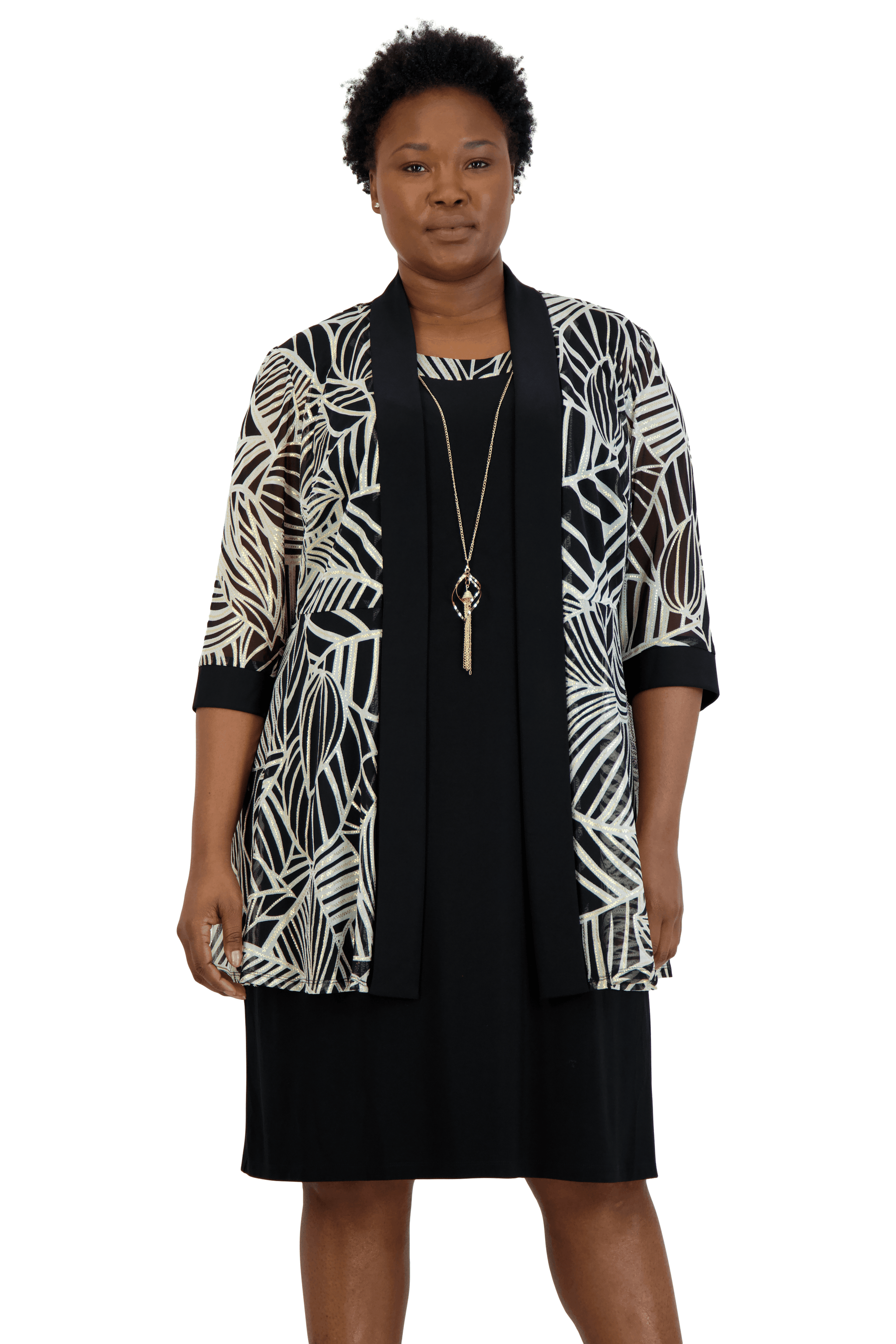 Black/Gold R&M Richards 9143W Plus Size Two Piece Jacket Dress for $69. ...