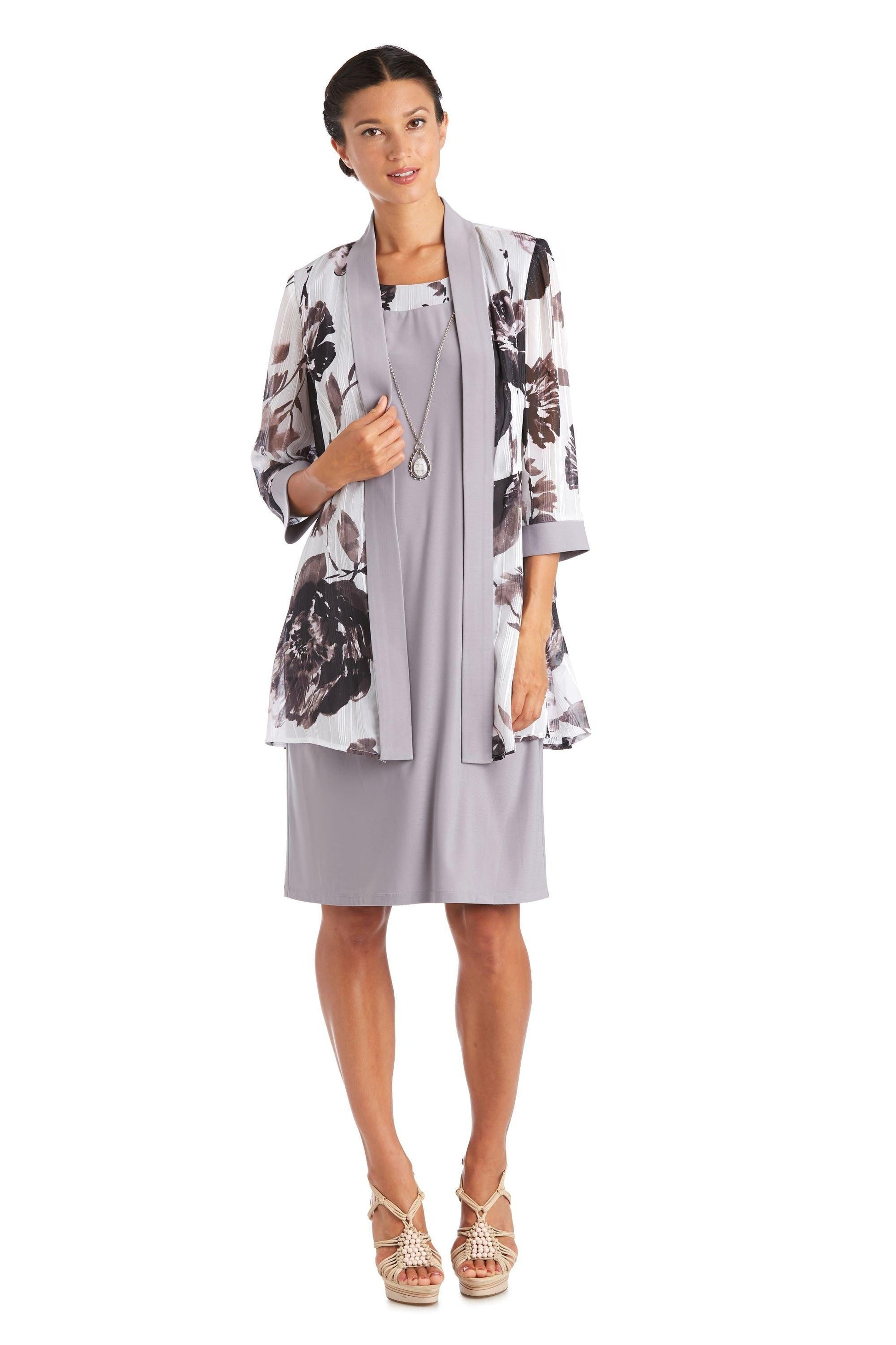 R&M Richards 7149 Short Piece Print Jacket Dress