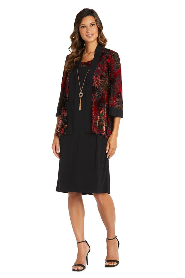 Short Velvet Jacket Dress Ensemble R&M Richards 7679