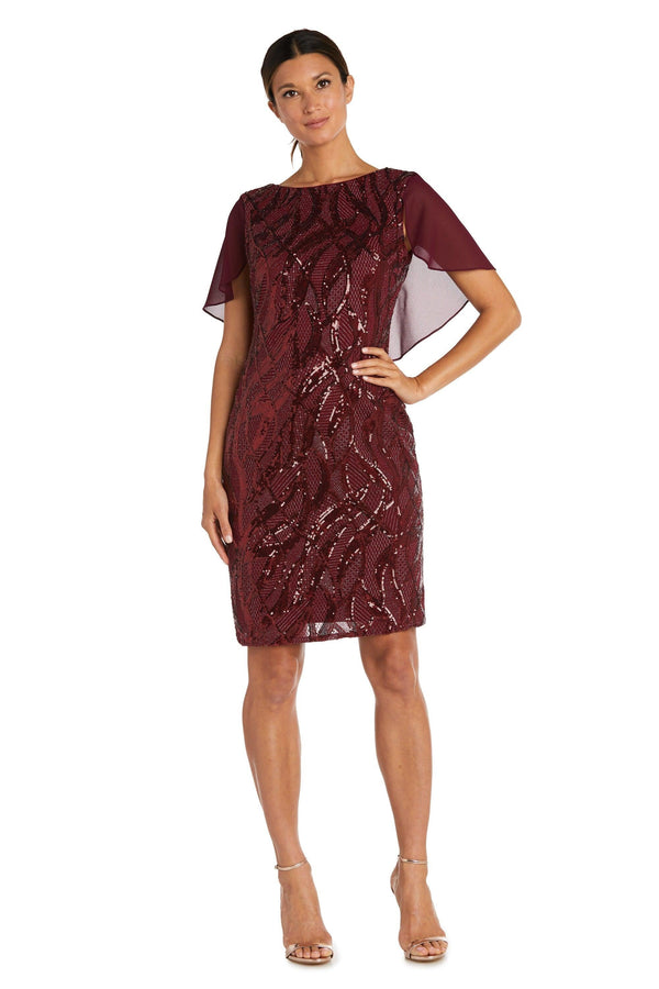Short Cocktail Capelet Dress Short Length R&M Richards 7531