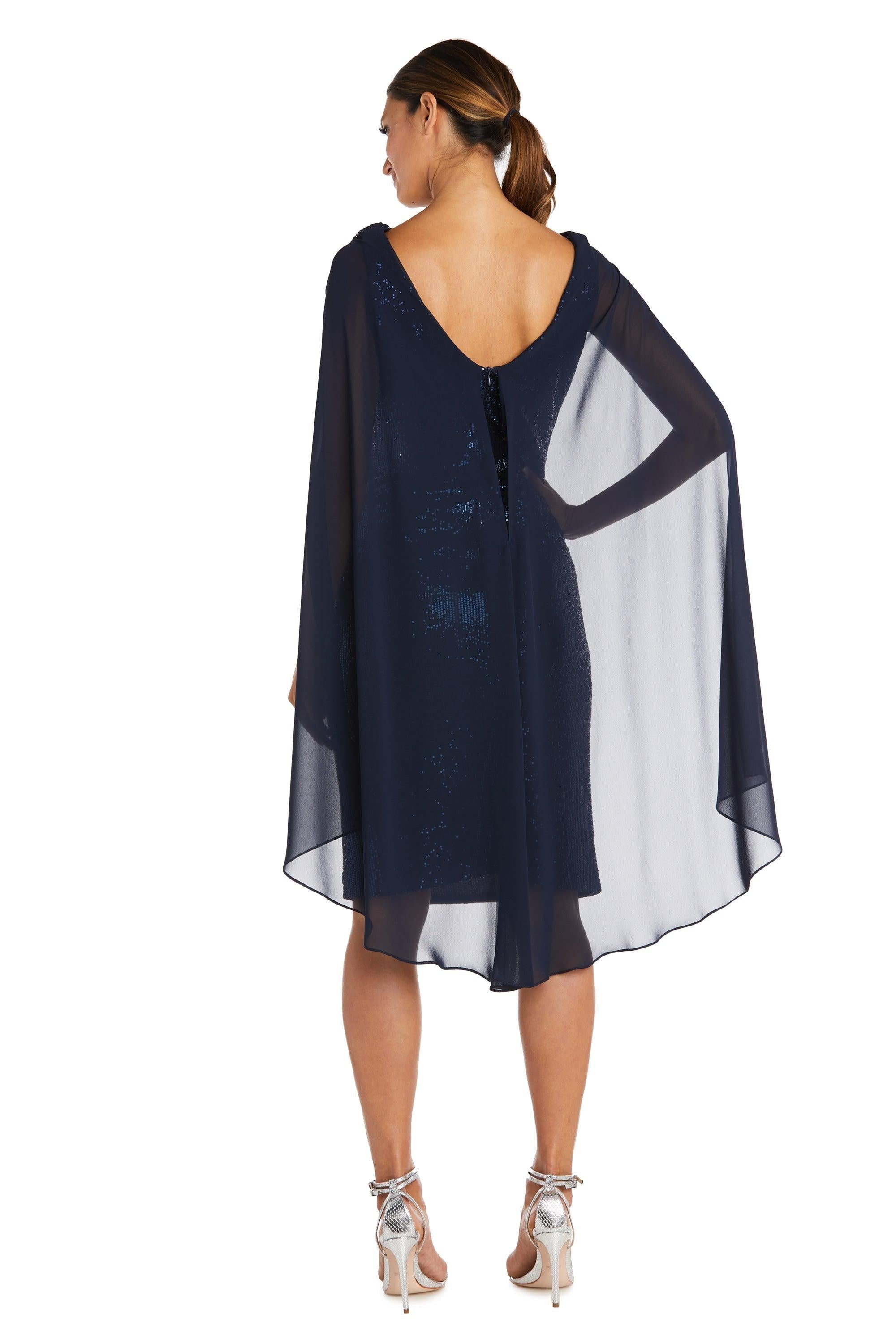 R&M Richards Short Cocktail Capelet Dress 7670P - The Dress Outlet