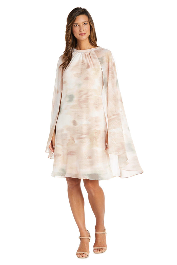Short Floral Cape Dress Chiffon R&M Richards 9276
