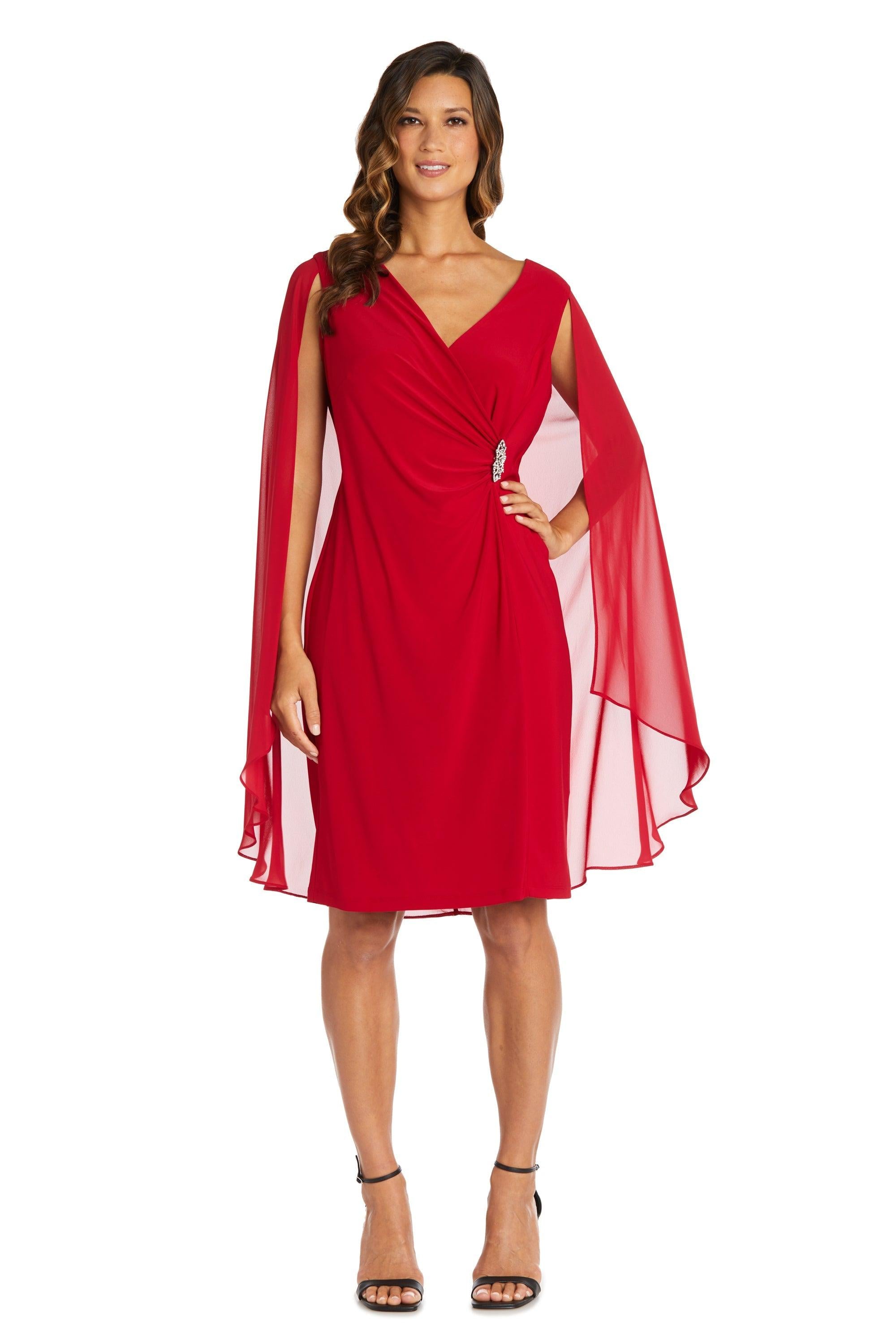 r&m richards red dress RM Richards 8950-RED Cold Shoulder Dress