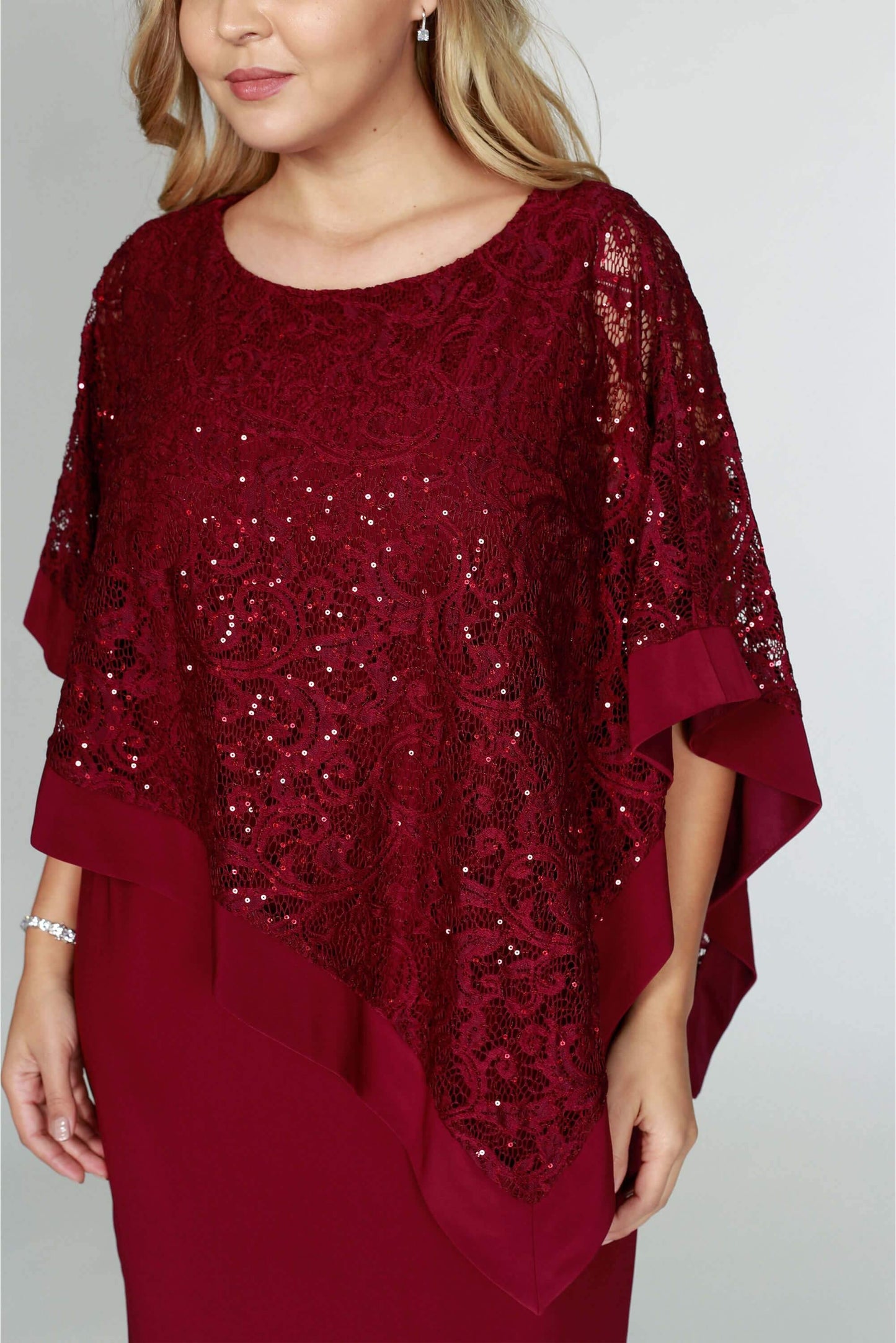 R&M Richards Short Metallic Lace Petite Dress 2292P - The Dress Outlet
