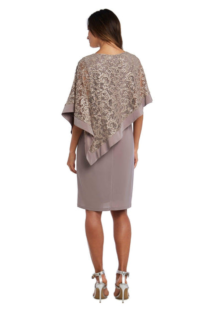 R&M Richards Short Metallic Lace Petite Dress 2292P - The Dress Outlet
