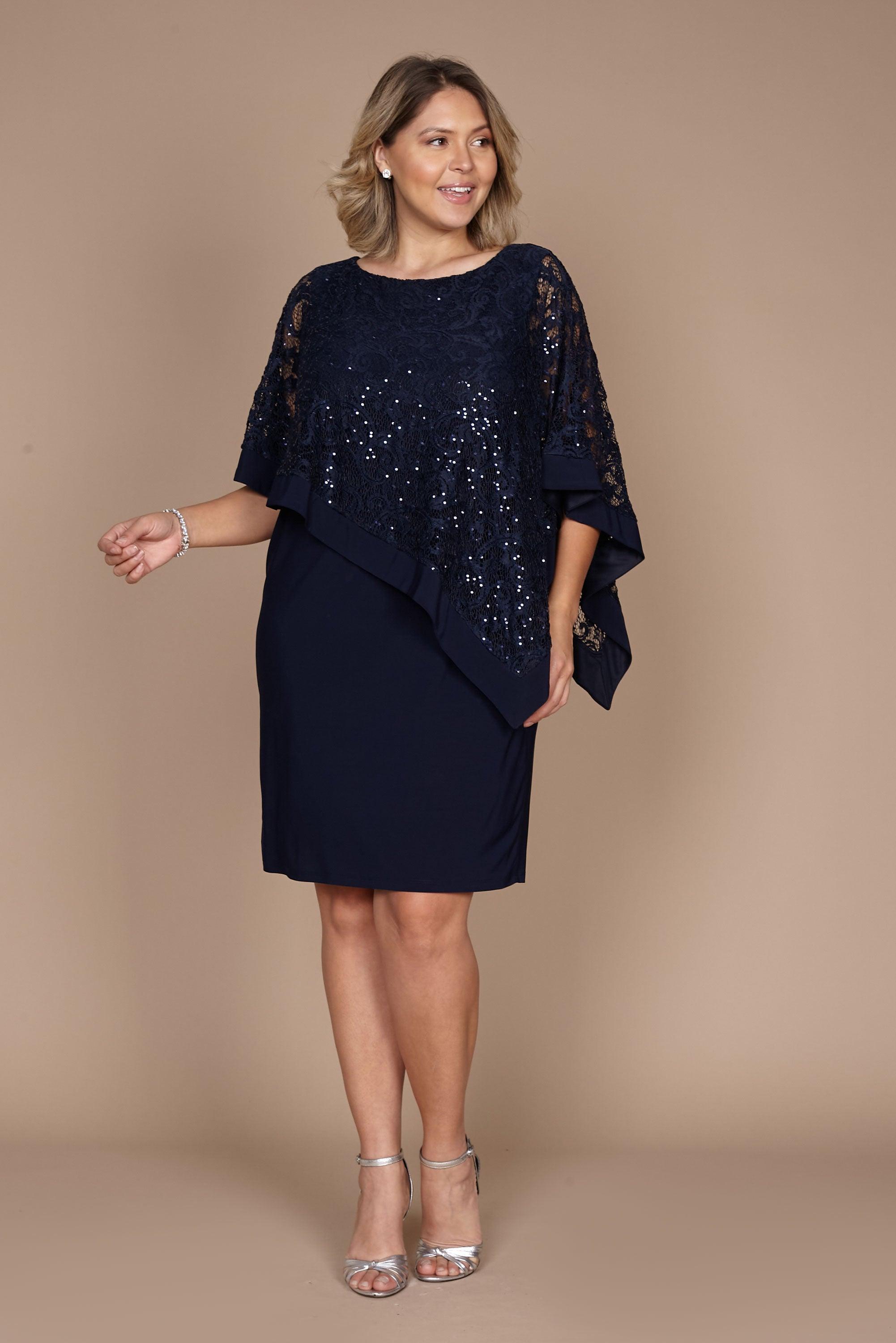 R&M Richards Short Metallic Lace Petite Dress 2292P - The Dress Outlet