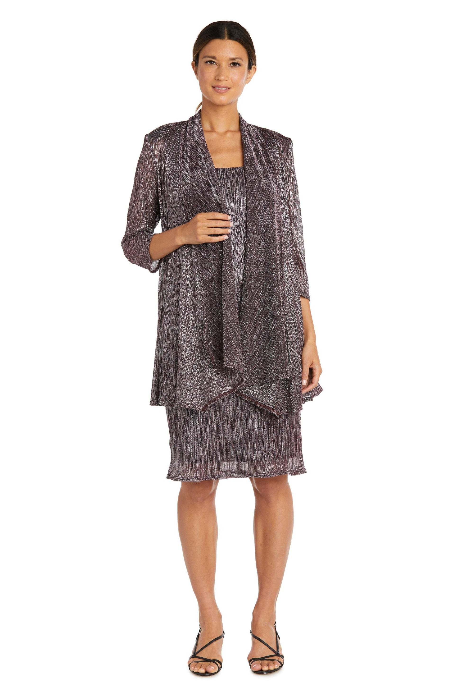 R&M Richards 5191P Short Metallic Petite Dress
