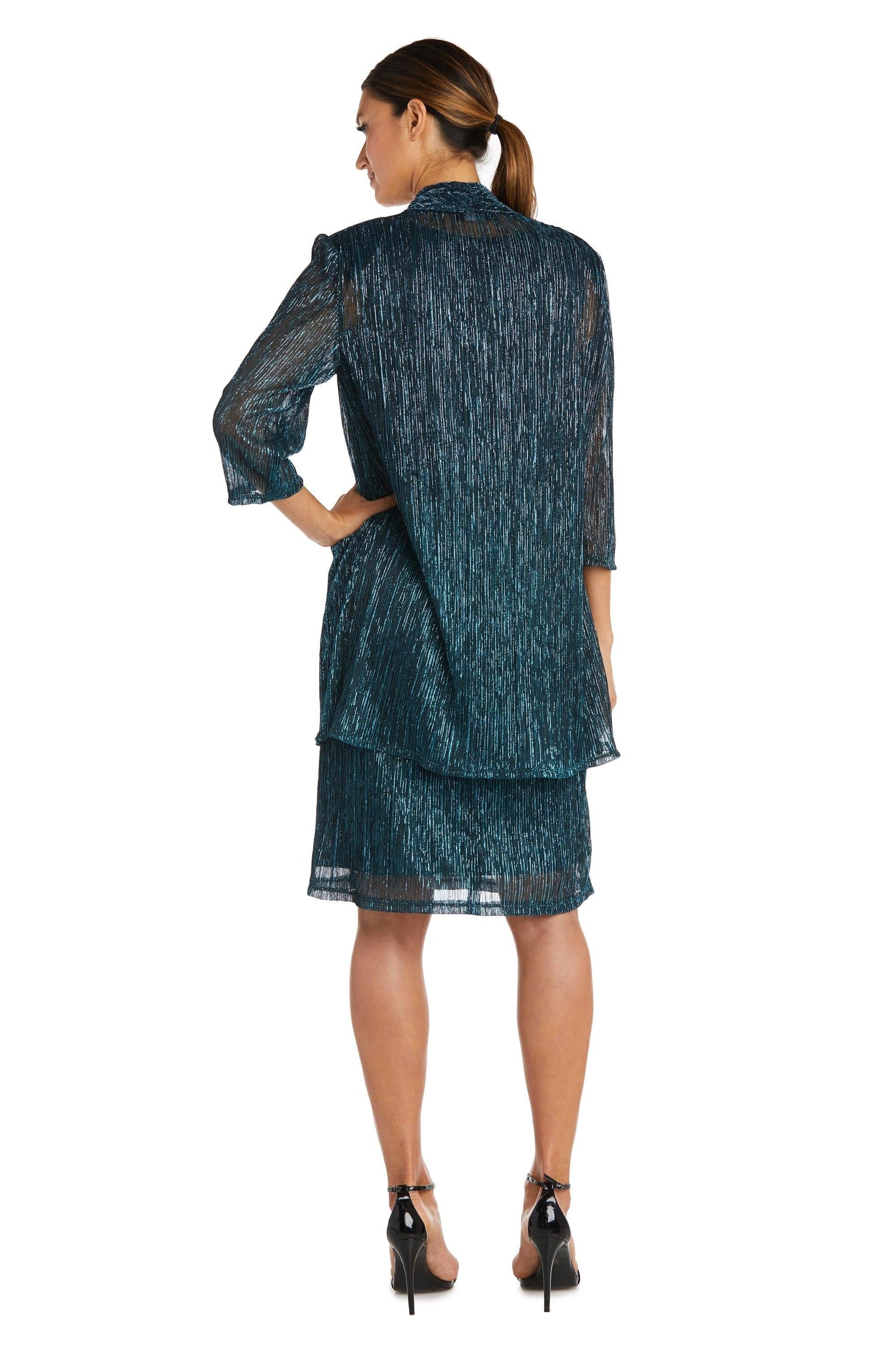 R&M Richards 5191P Short Metallic Petite Dress