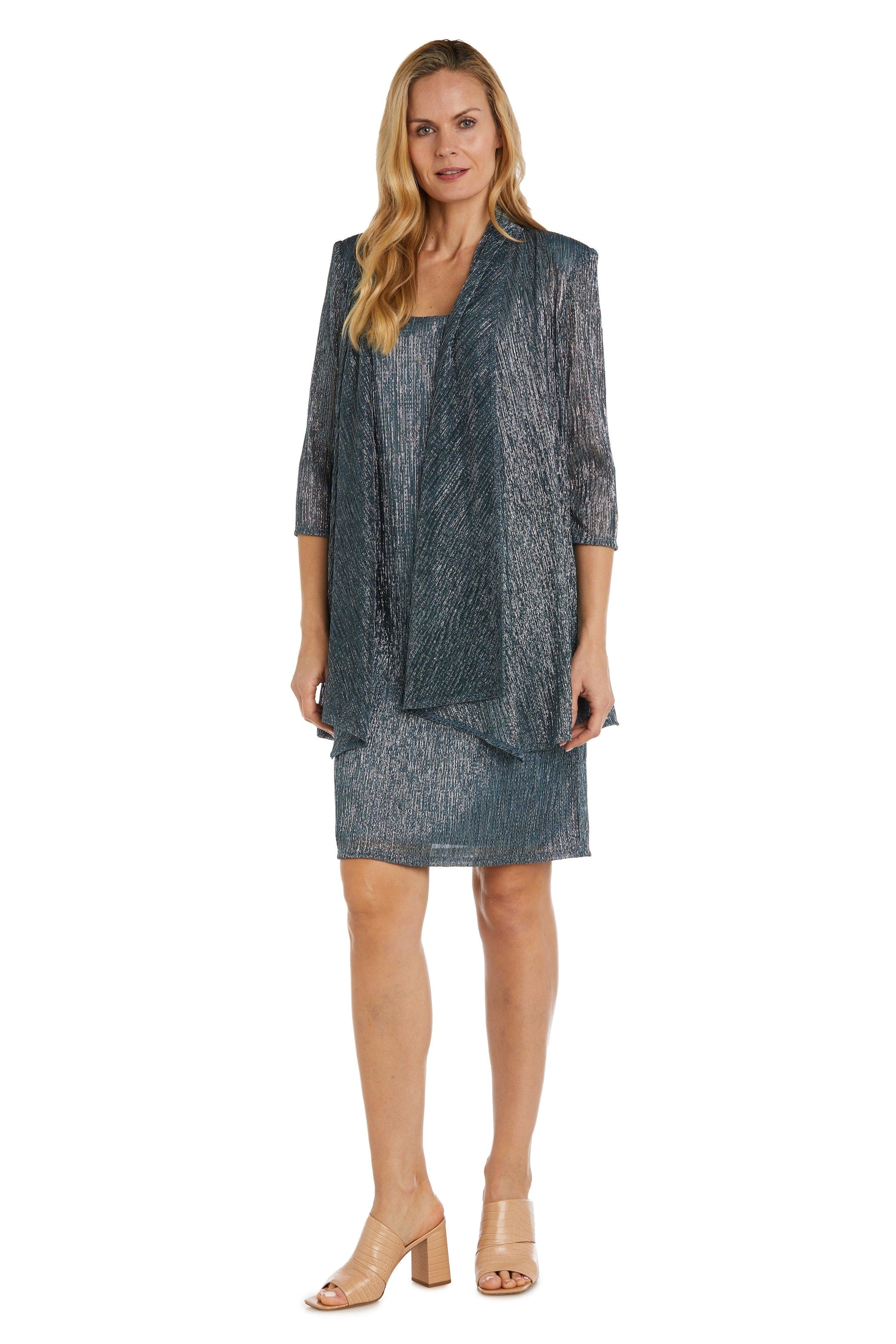 R&M Richards 5191P Short Metallic Petite Dress