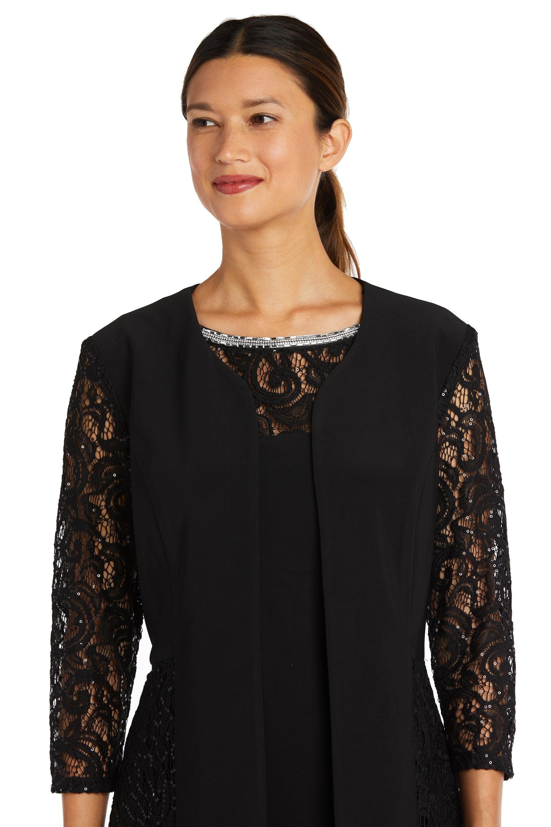 R&M Richards Short Mother of the Bride Dress Black