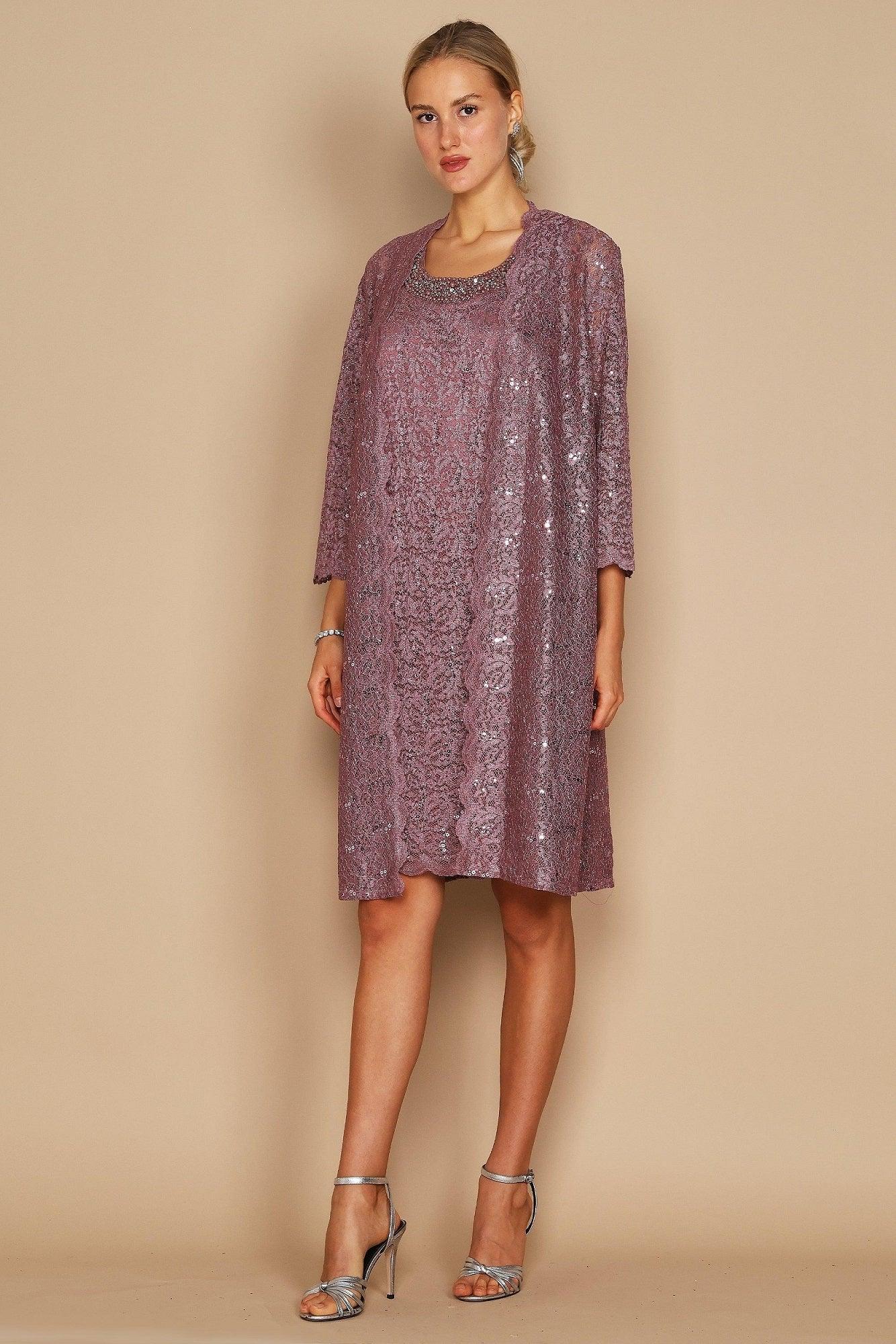 R&M Richards 9101 Short Piece Lace Jacket Dress