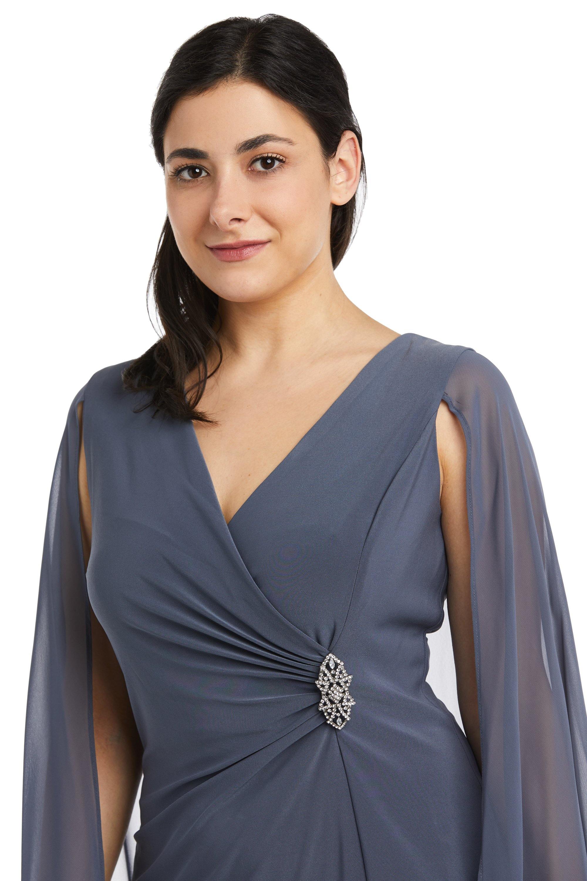 petite chiffon dress R&M Richards 5806P Short Petite Chiffon Cape Dress