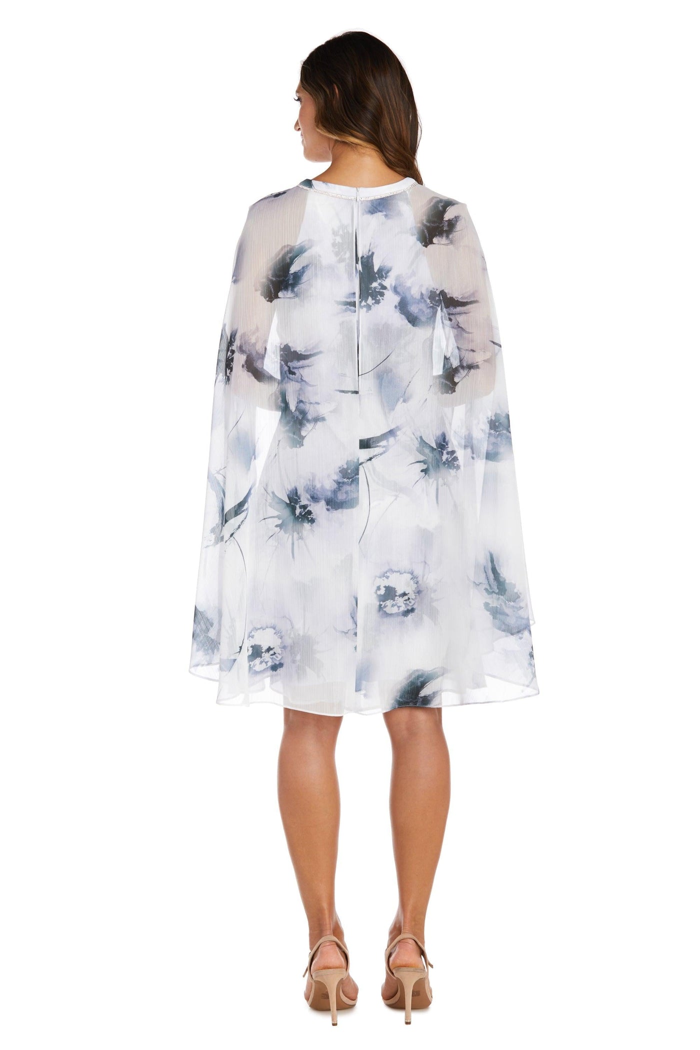 R&M Richards Short Petite Chiffon Cape Dress 9239P - The Dress Outlet