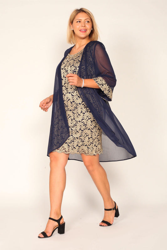 R&M Richards Short Petite Chiffon Jacket Dress 7312P - The Dress Outlet
