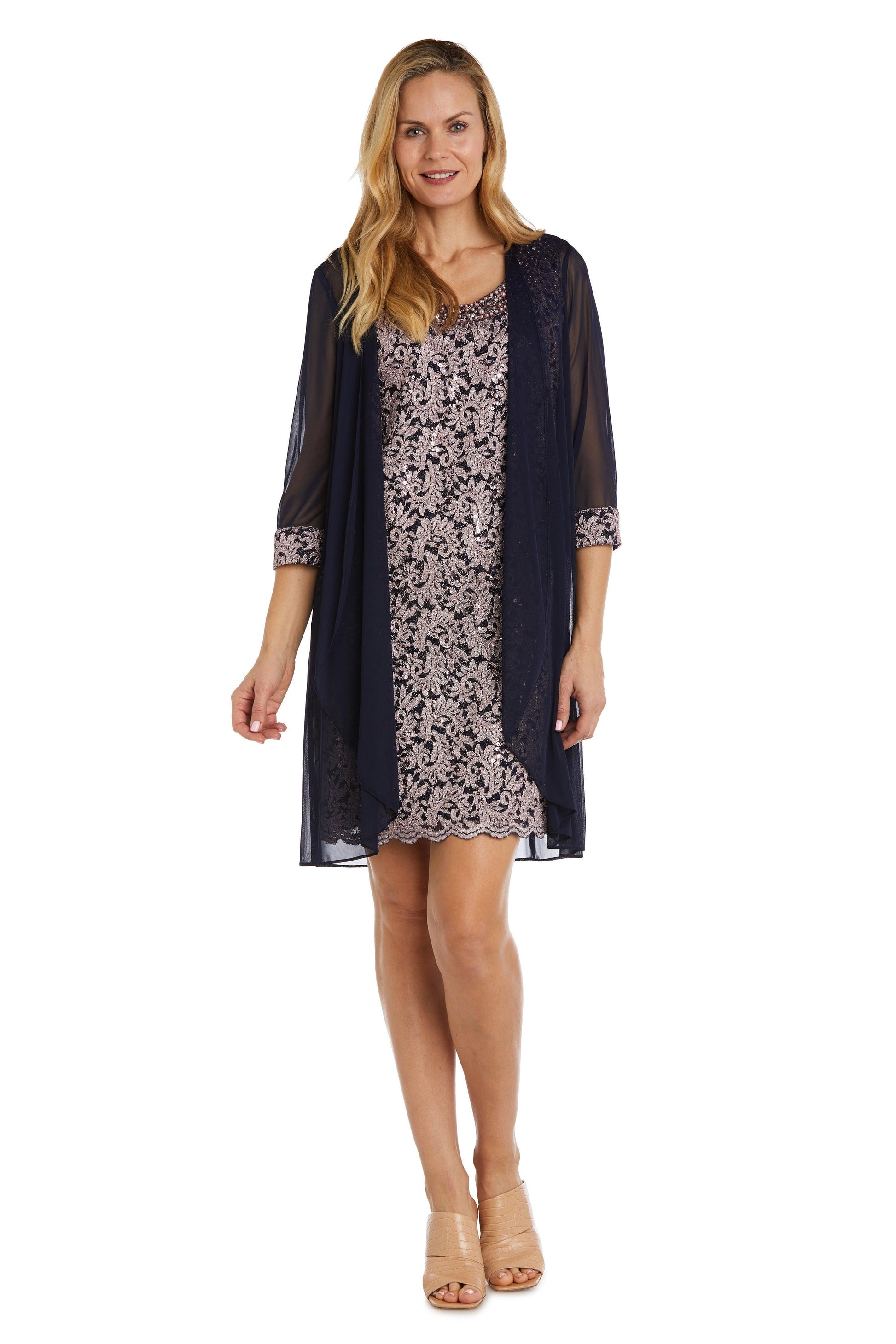 R&M Richards 7312P Short Petite Chiffon Jacket Dress