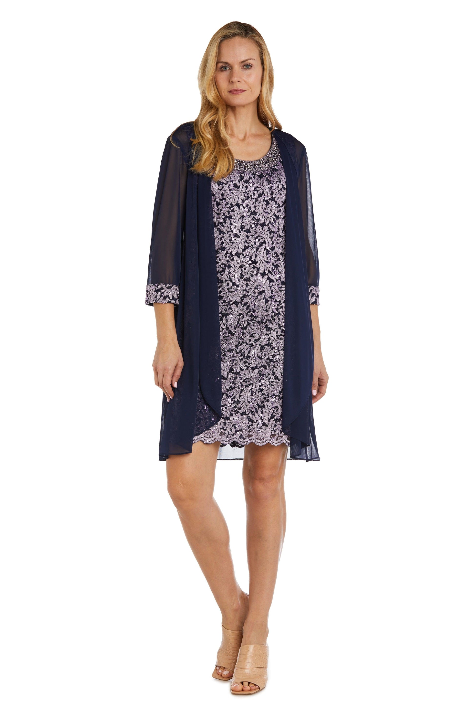 R&M Richards 7312P Short Petite Chiffon Jacket Dress