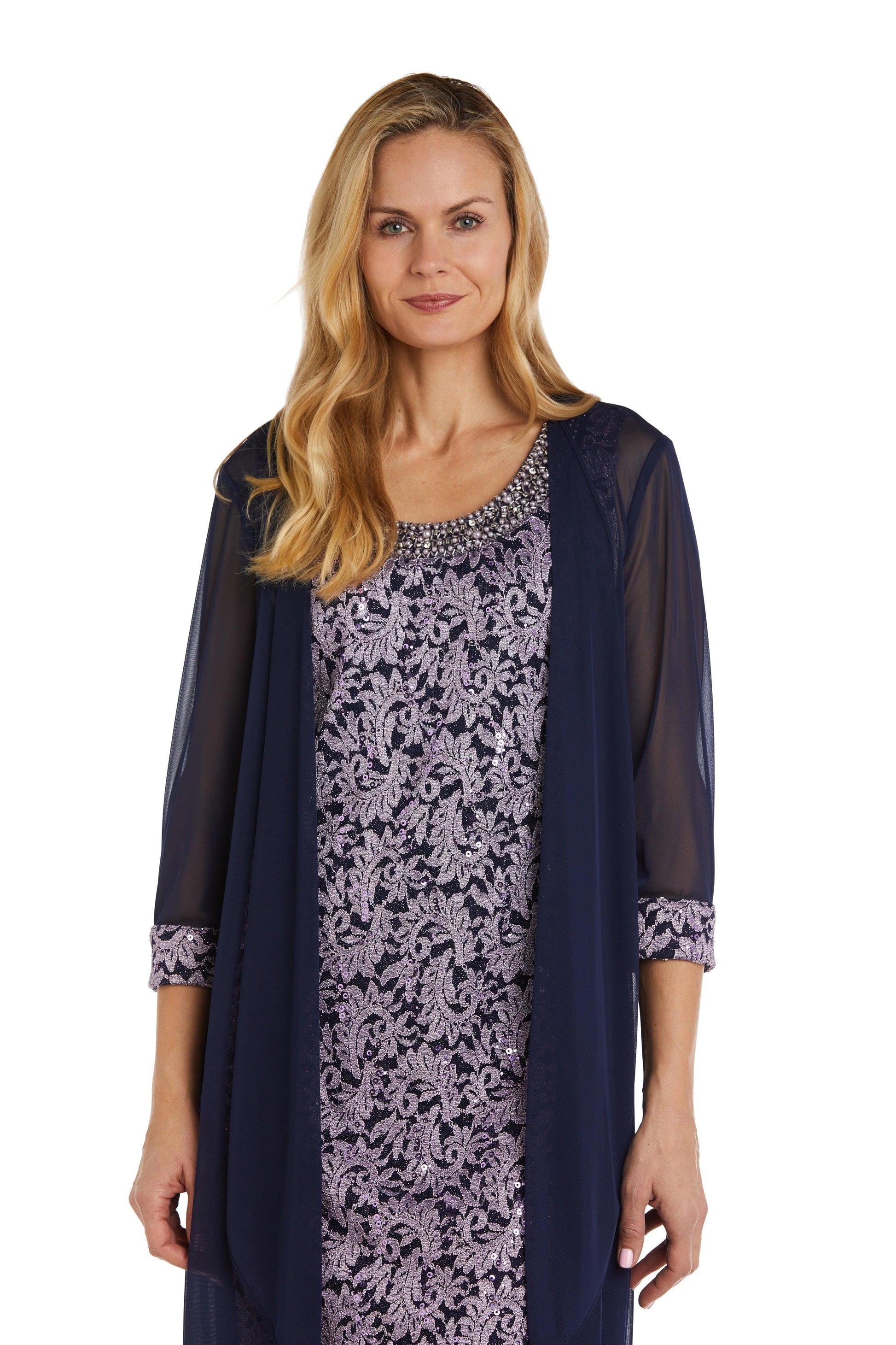 R&M Richards 7312P Short Petite Chiffon Jacket Dress