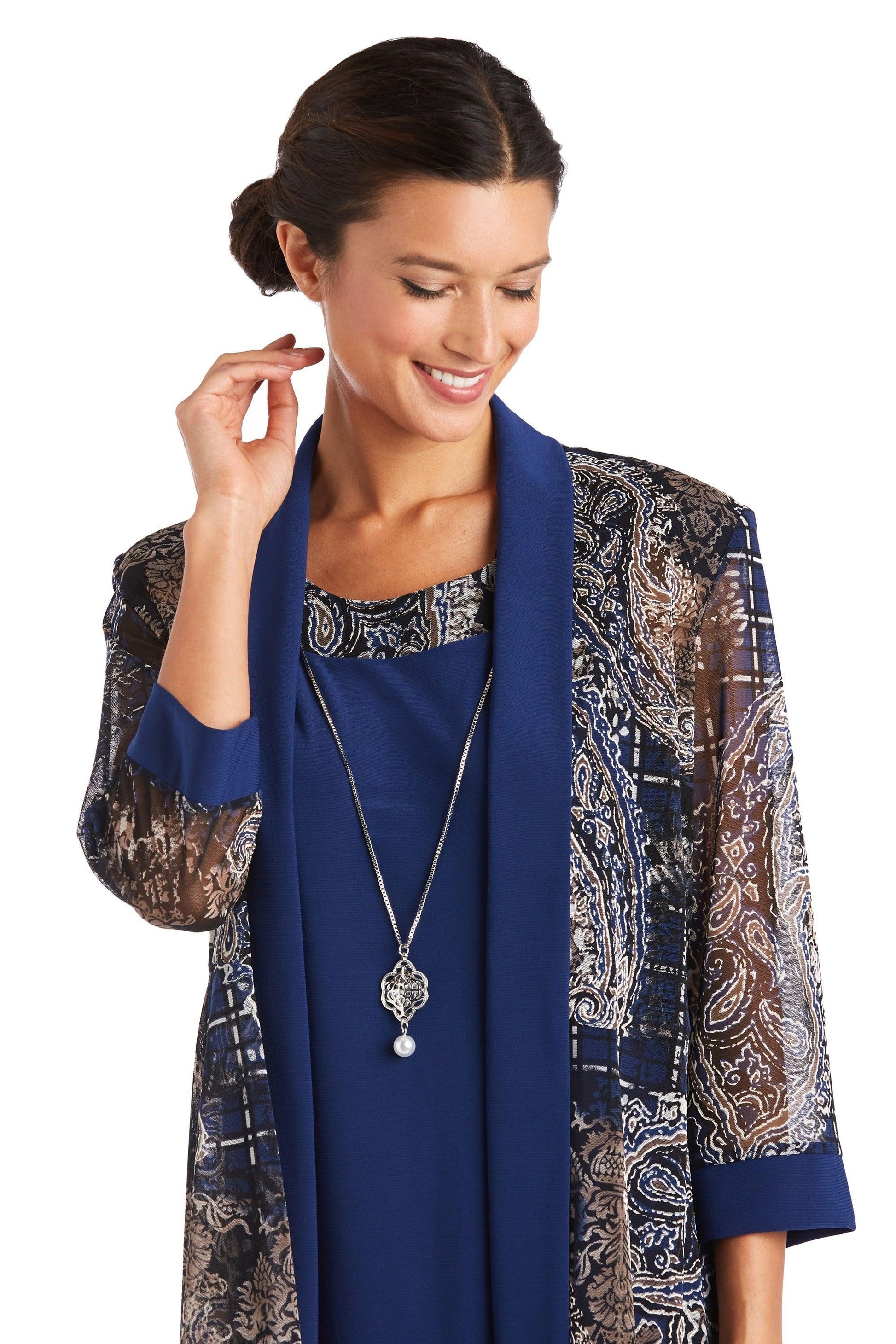 R&M Richards 7373P Short Petite Print Jacket Dress