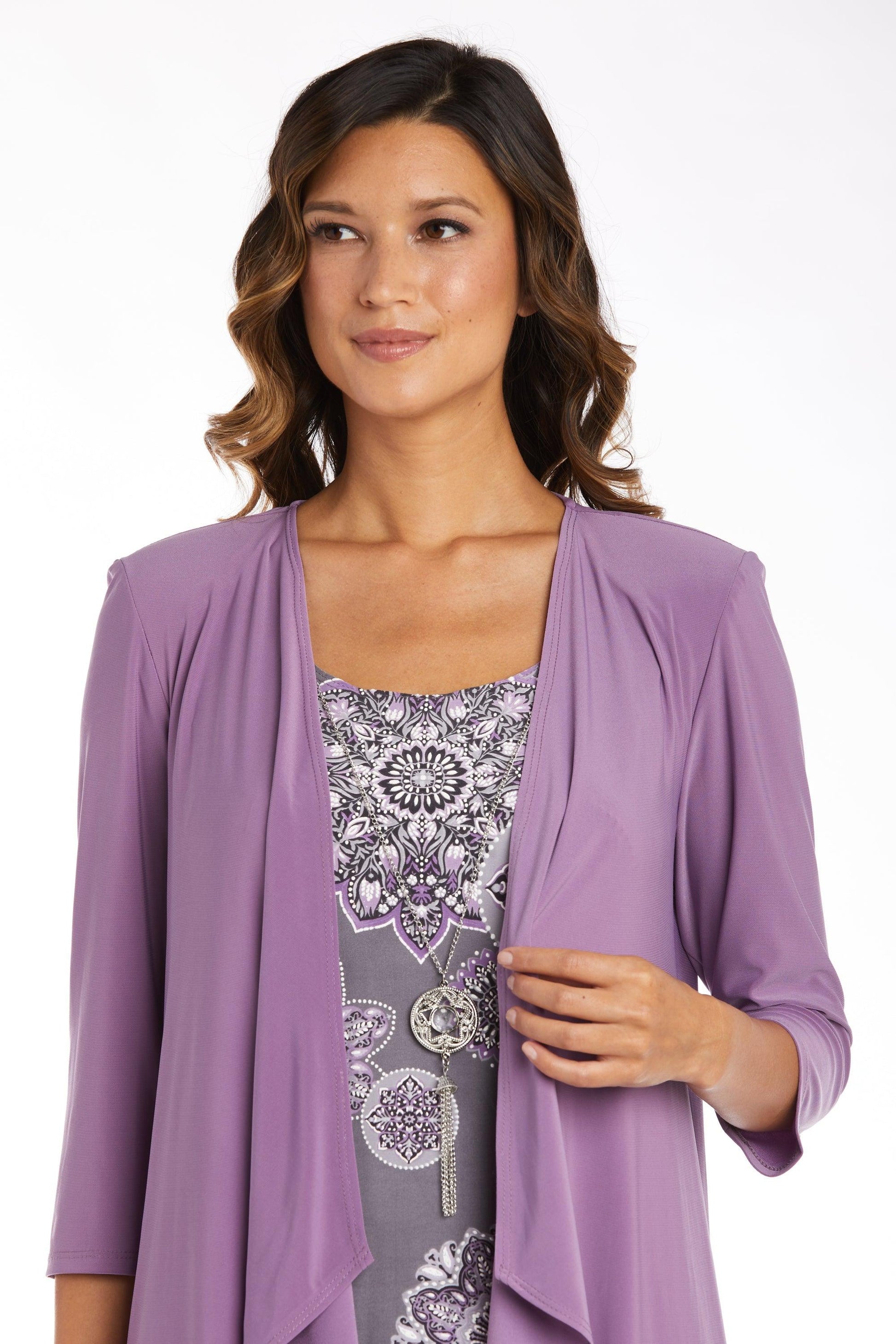R&M Richards 9257P Short Petite Print Jacket Dress