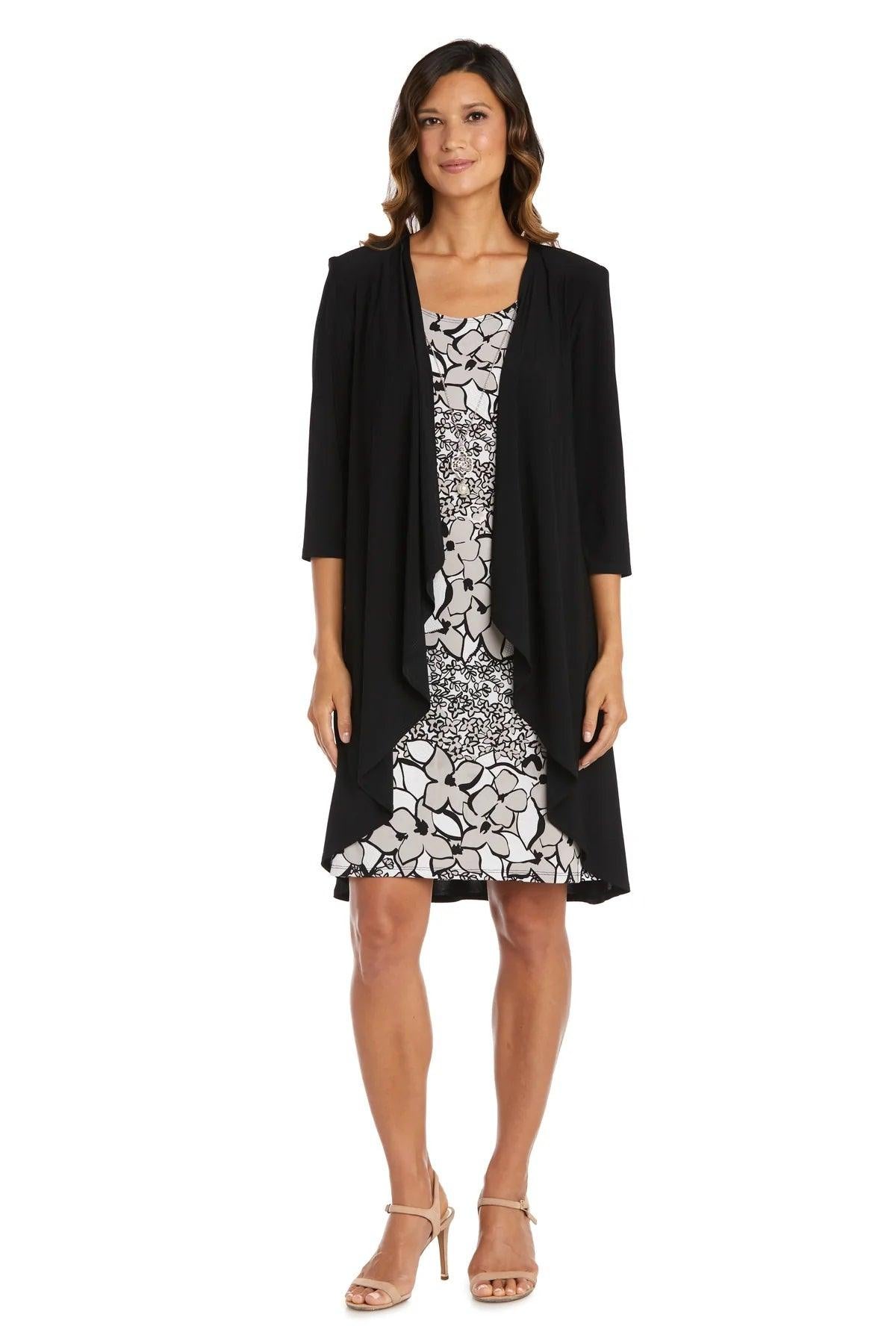 R&M Richards 9297P Short Petite Print Jacket Dress