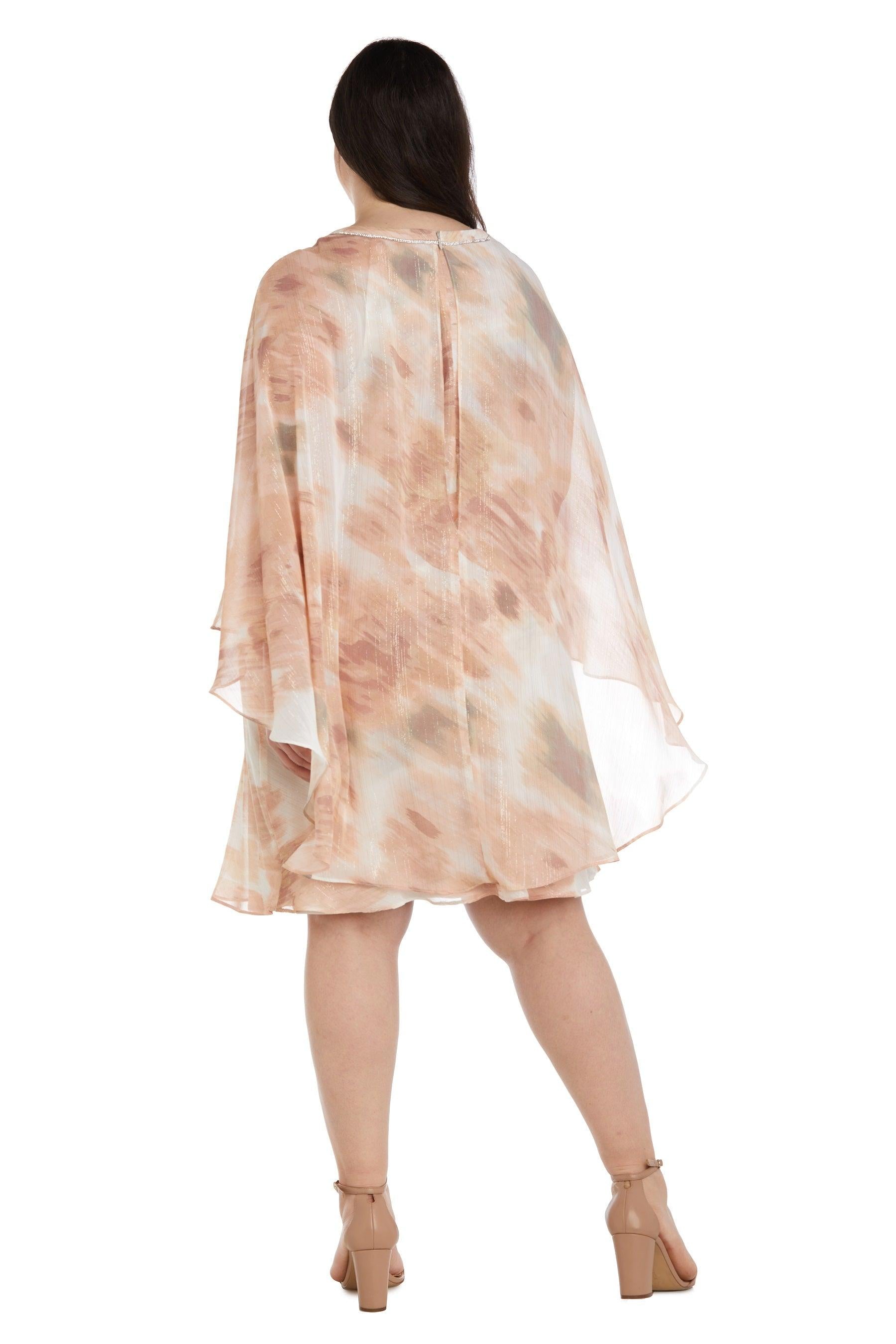 R&M Richards Short Plus Size Cape Dress 9276W - The Dress Outlet