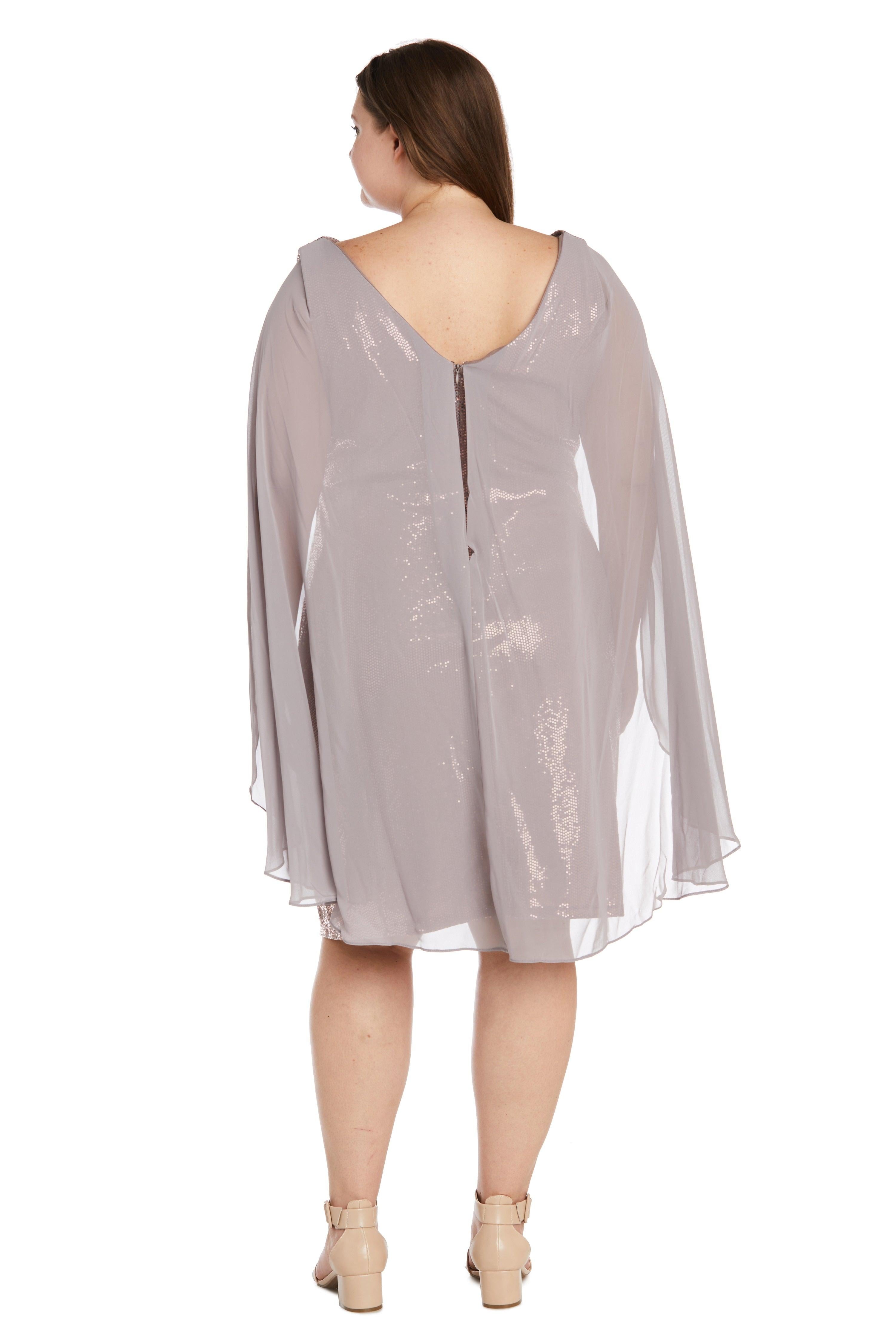 R&M Richards Short Plus Size Capelet Dress 7670W - The Dress Outlet